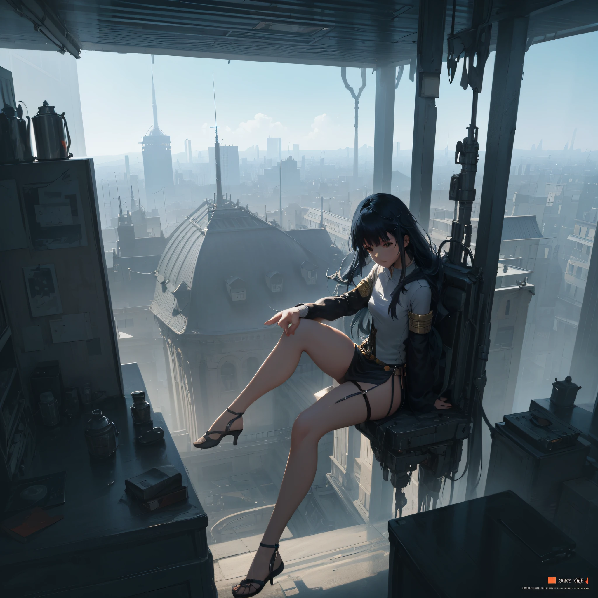 Skyscraper roof,cartoon style,shine,Cidade futuristica, City center, Hayao Miyazaki concept art wallpaper 4K, 4K concept map, Floating high quality digital art, Detailed digital concept art, 8K concept map, Fluid digital art --auto