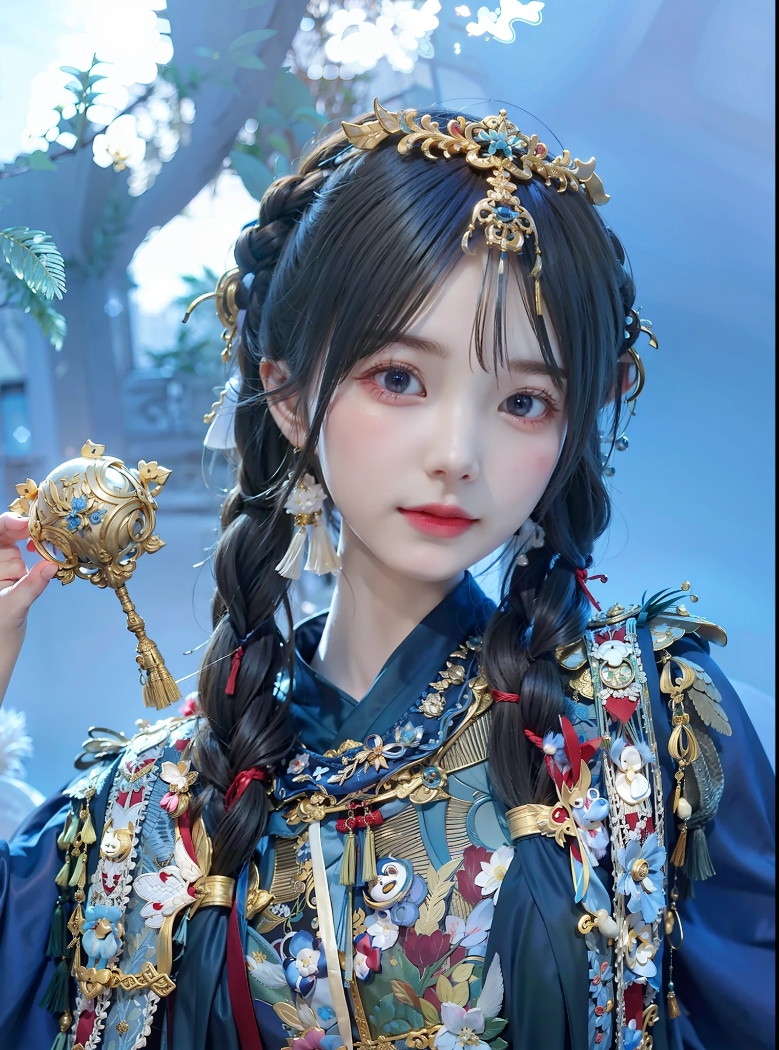 Allard woman in blue dress,A bird in his hand, Aesthetic!!!!!! female elf, Traditional beauty, a young woman as genghis khan, Palace , A girl in Hanfu, 8K)), kanliu666, ulzzangs, Chinese girl, a beautiful fantasy empress, dilraba dilmurat, traditional garb
