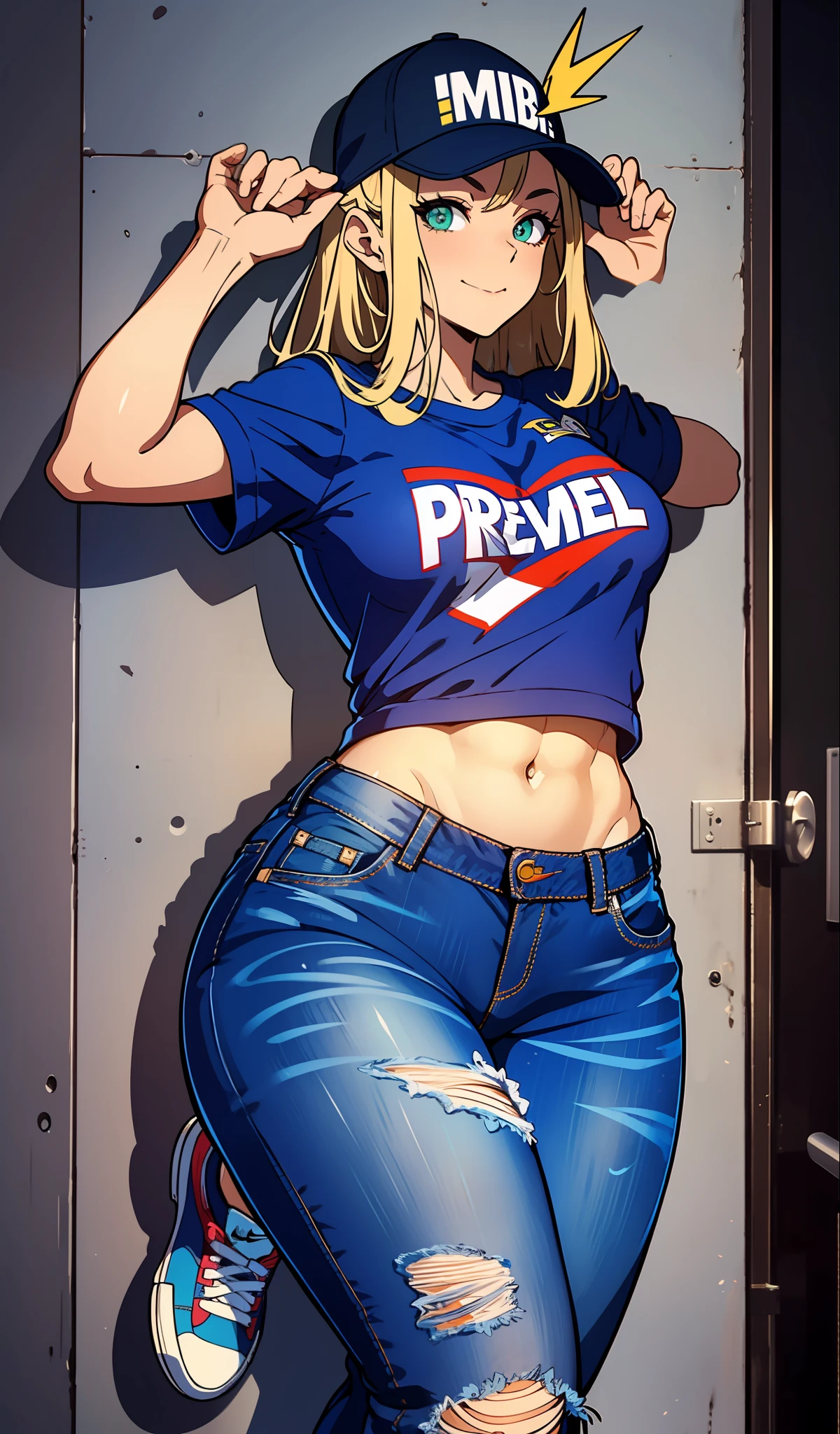 All Might, muito sensual, com roupas de funkeira Lacoste, Oakley Juliet, brasileira, na cidade do rio de janeiro, Brasil, dancing funk, rebolando, bunda grande, pernas grossas, usando um short jeans extremamente curto, showing a piece of ass, Micro Short Curto,  usando uma mini blusa, umbigo com pirsing, sneakers Nike, cabelo comprido, caixa de som  JBL no fundo, favela no fundo, periferia no fundo, corpo inteiro, muito realista, extremamente Realista, extremamente sexy, 8k, 8k extremamente detalhado), (um extremamente delicado e bonito), (obra-prima), (melhor qualidade: 1.0), (ultra highres:1.0)