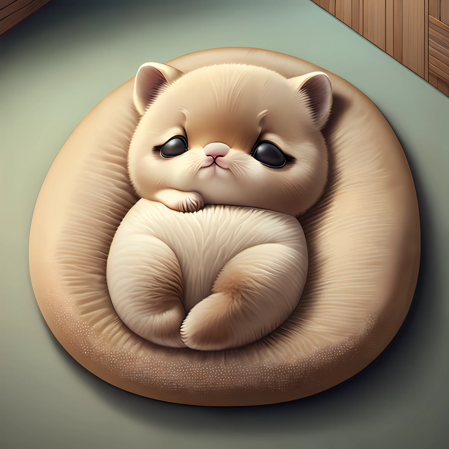 A cute animal lying flat on a big belly --auto