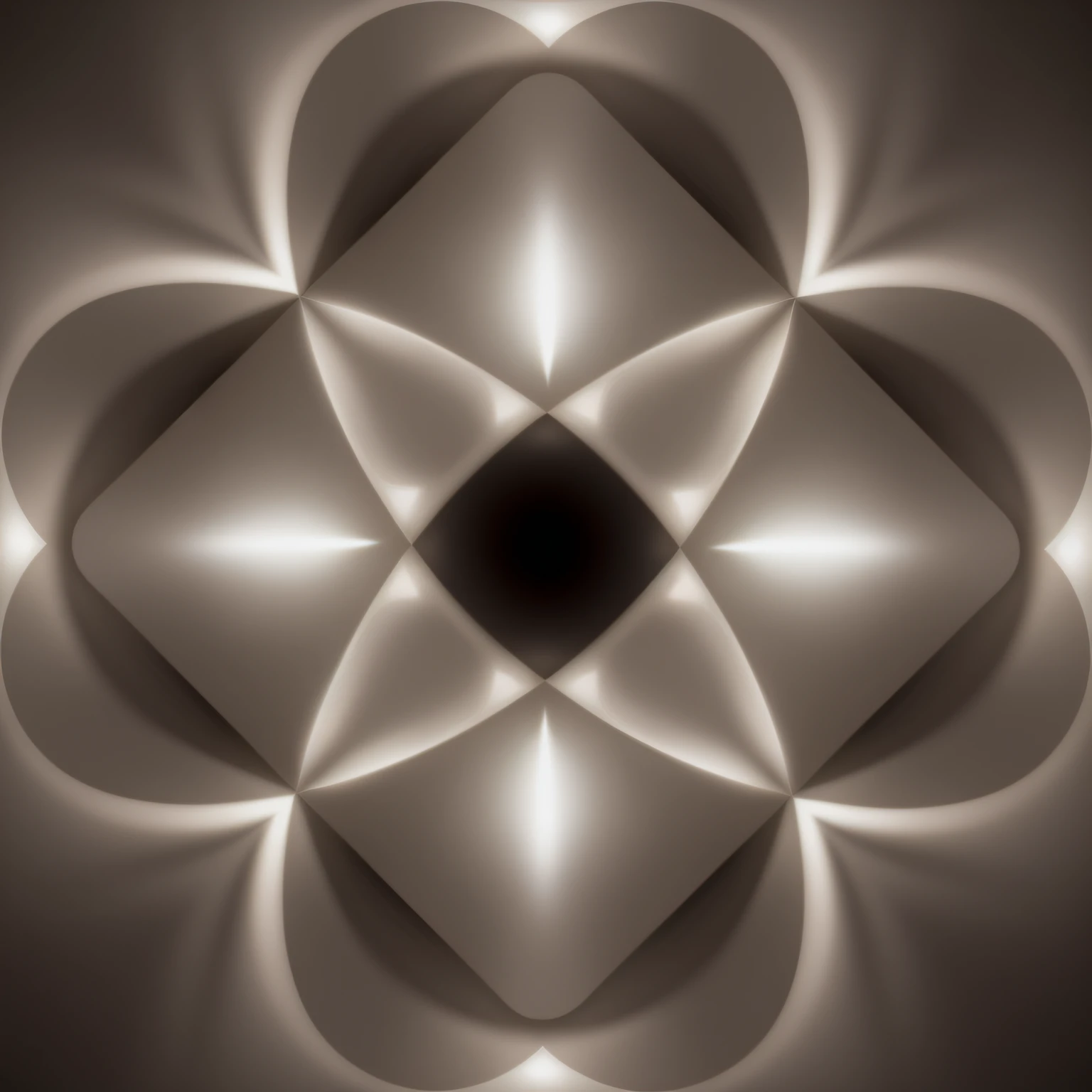 A black-and-white image of a flower with four petals, symmetrical logo, symmetrically centered, Center symmetrical composition, ( geomerty ), ( ( dither ) ), Symmetrical pattern, logo without text, 对称, symbol, Center symmetry, mathematical interlocking, round logo, ( Symmetrical ), symmetrically centered, central circular composition, Round design masterpiece, best quality,seabed,ice,font art,3d, Highly stylized, 4K unreal Engine 5 rendering,
Negative prompt: low quality, worst quality:1.2,baddream,smoke,
Steps: 30,
Sampler: DPM++ 2M Karras,
CFG scale: 7,
Seed: 522190101,
Model: revAnimated_v122,
Denoising strength: 0.7,
ControlNet : "preprocessor: invert (from white bg & black line),
model: control_v11f1p_sd15_depth [cfd03158], weight: 0.9,