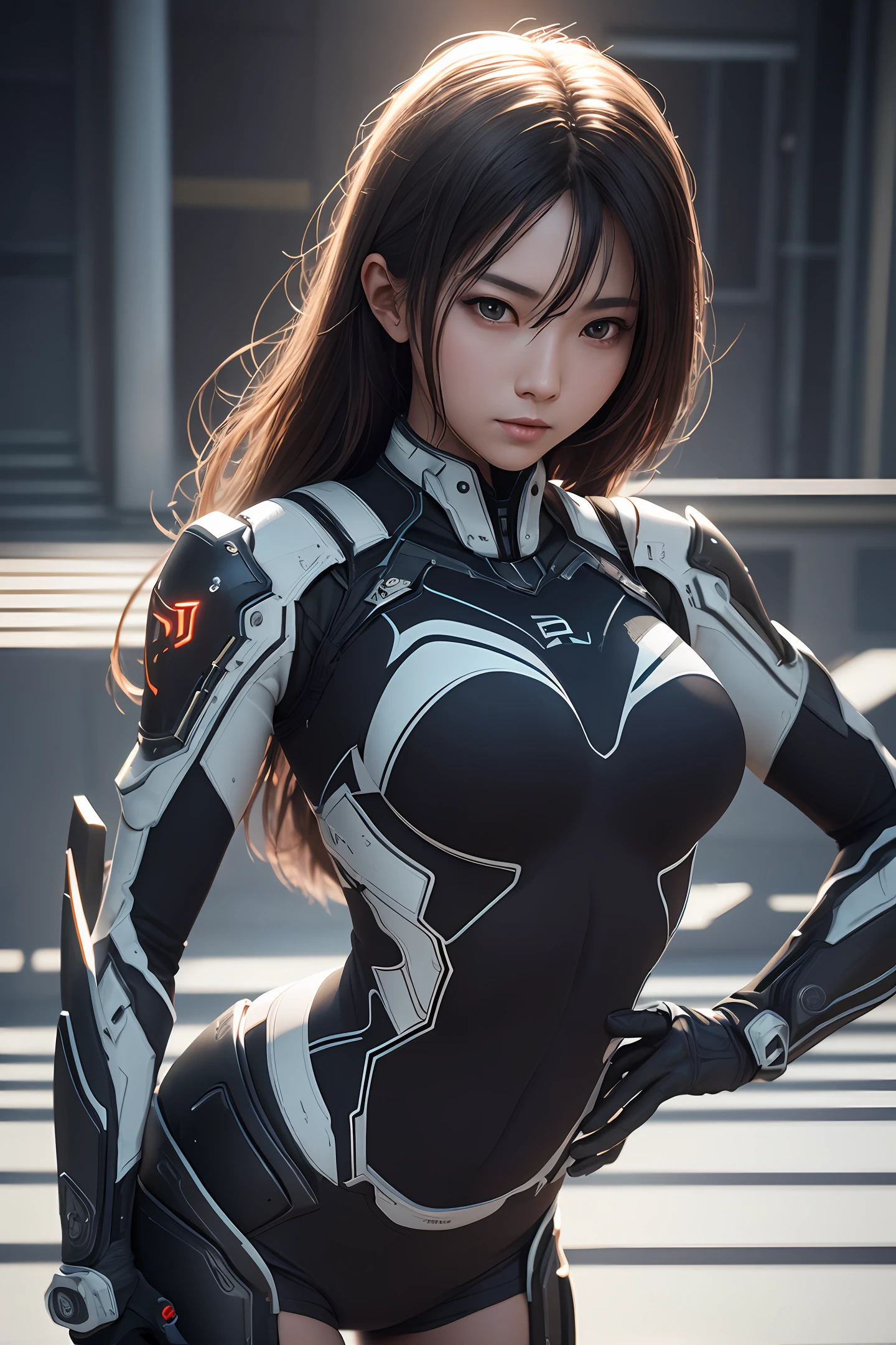 gorgeous girl with extremely intricate overly tight tech mech suit and very large breasts and perfect body with transparency, Japanese idol, drenched translucent bikini, perfect Asian  face, Top Quality, Masterpiece, Ultra High Resolution, Raw Photo, octane rendering, ultra sharp, High Dynamic Range, Ray Tracing, NVIDIA RTX, Super-Resolution, Unreal 5, Subsurface scattering, PBR Texturing,Post-processing, Anisotropic Filtering, Depth-of-field, Maximum clarity and sharpness, Multi-layered textures, Albedo and Specular maps, Surface shading, Accurate simulation of light-material interaction, Perfect proportions, Octane Render, Two-tone lighting, Wide aperture, Low ISO, White balance, Rule of thirds, 8K RAW, Anisotropic Filtering, Depth of Field, maximum symmetry, Photorealistic hyperrealism, trending on Pixiv trending on civitai perfect composition perfect render, beautiful lighting, trending on civitai , cgstation, WARFRAME, sophisticated --auto