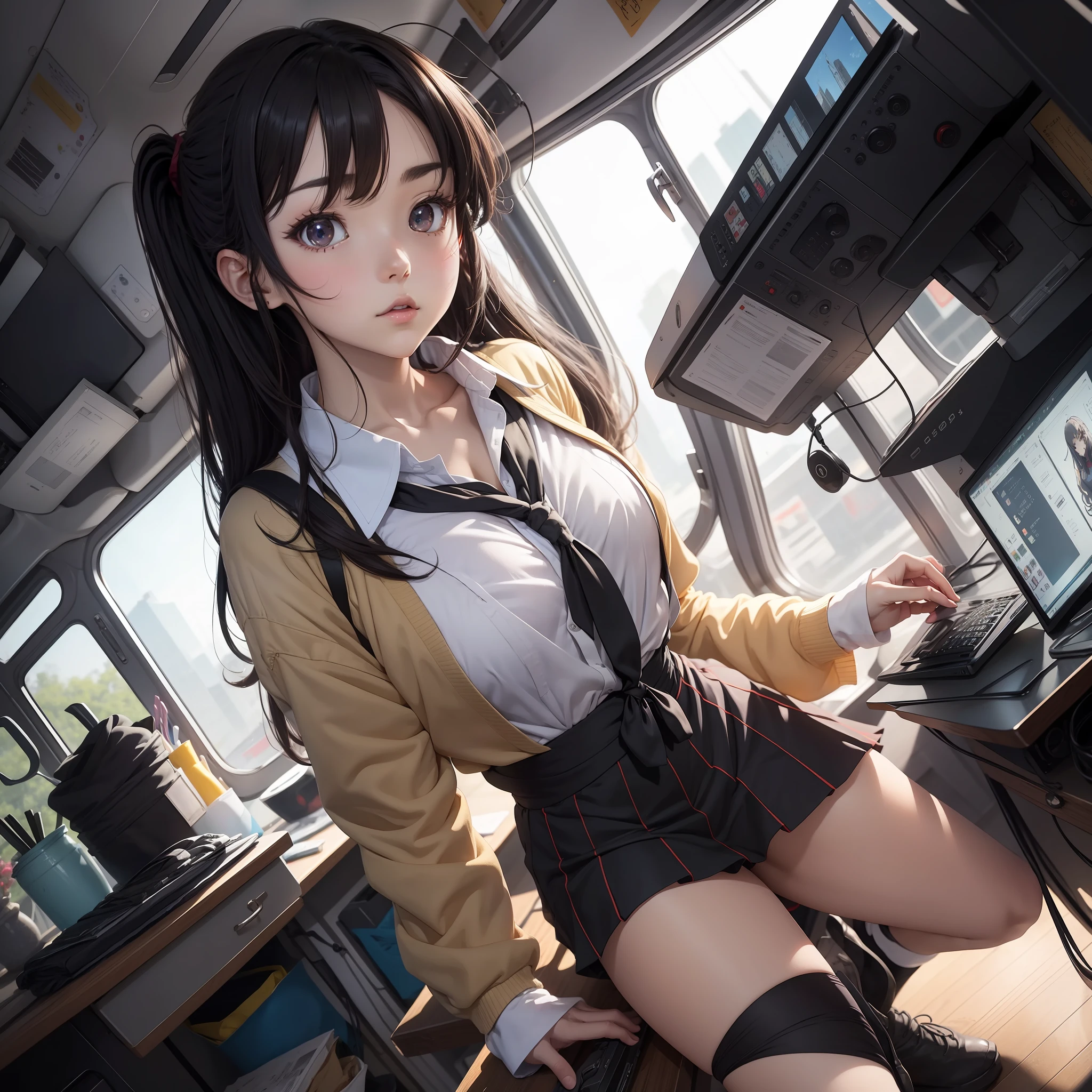 Anime style,Cool,super detailing,schoolgirls,8K,Ultra-wide viewing angle,Pure --auto