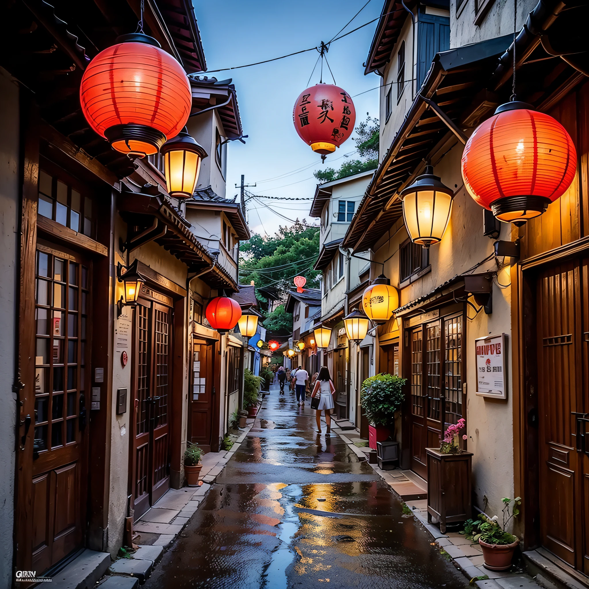 top-quality、a picture、(Photorealsitic:1.4)、(hyper realisitic:1.4)、(Cinematic:1.5)、1 photo、A lot of red lanterns、Old towns in Vietnam、Sateen、natta、Hoi An,