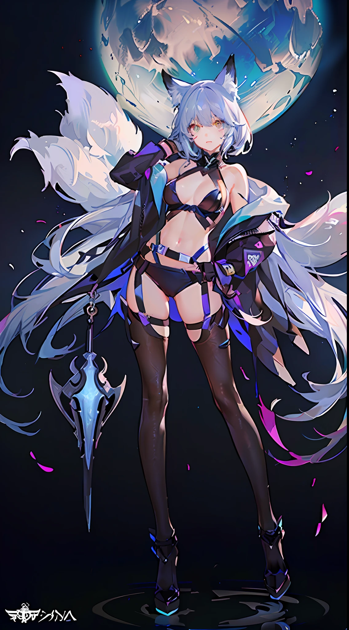 1girll, Solo, full body, elvish ears, Wings, Taoist, Mecha, makina, Blank background, mechanical leg,very fashion, Trendy clothes, (Fluorescent color:1.5), (Laser violet:1.1), Fluorescent pink, , Peteti, tchibi, Mecha, skin, illustration, by Pixar, 巨作, Best quality,CBPKV5,skin,fox ear,Realiy,fantasy,3DMM