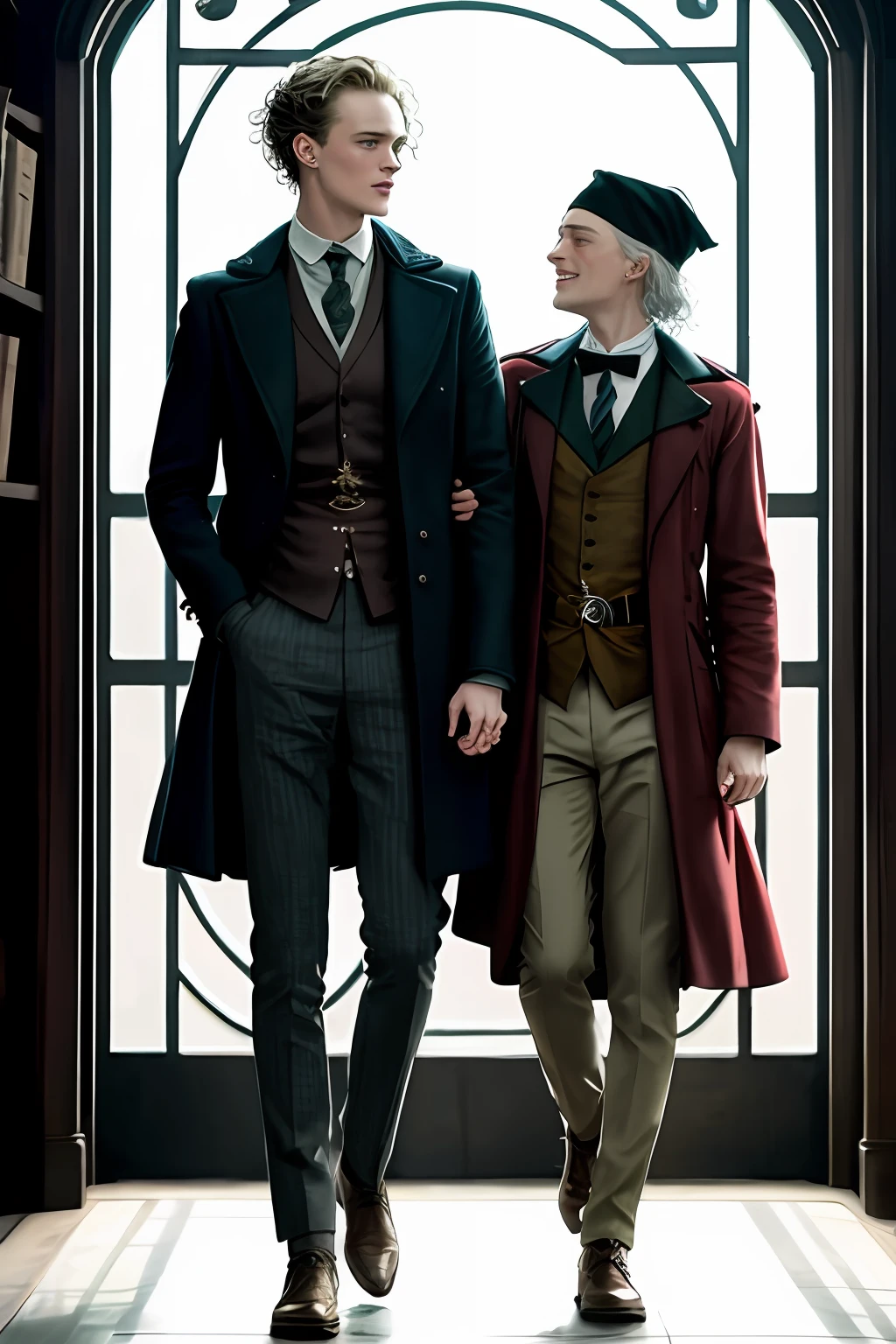 Young Grindelwald and Dumbledore were naked，Cuddle together，