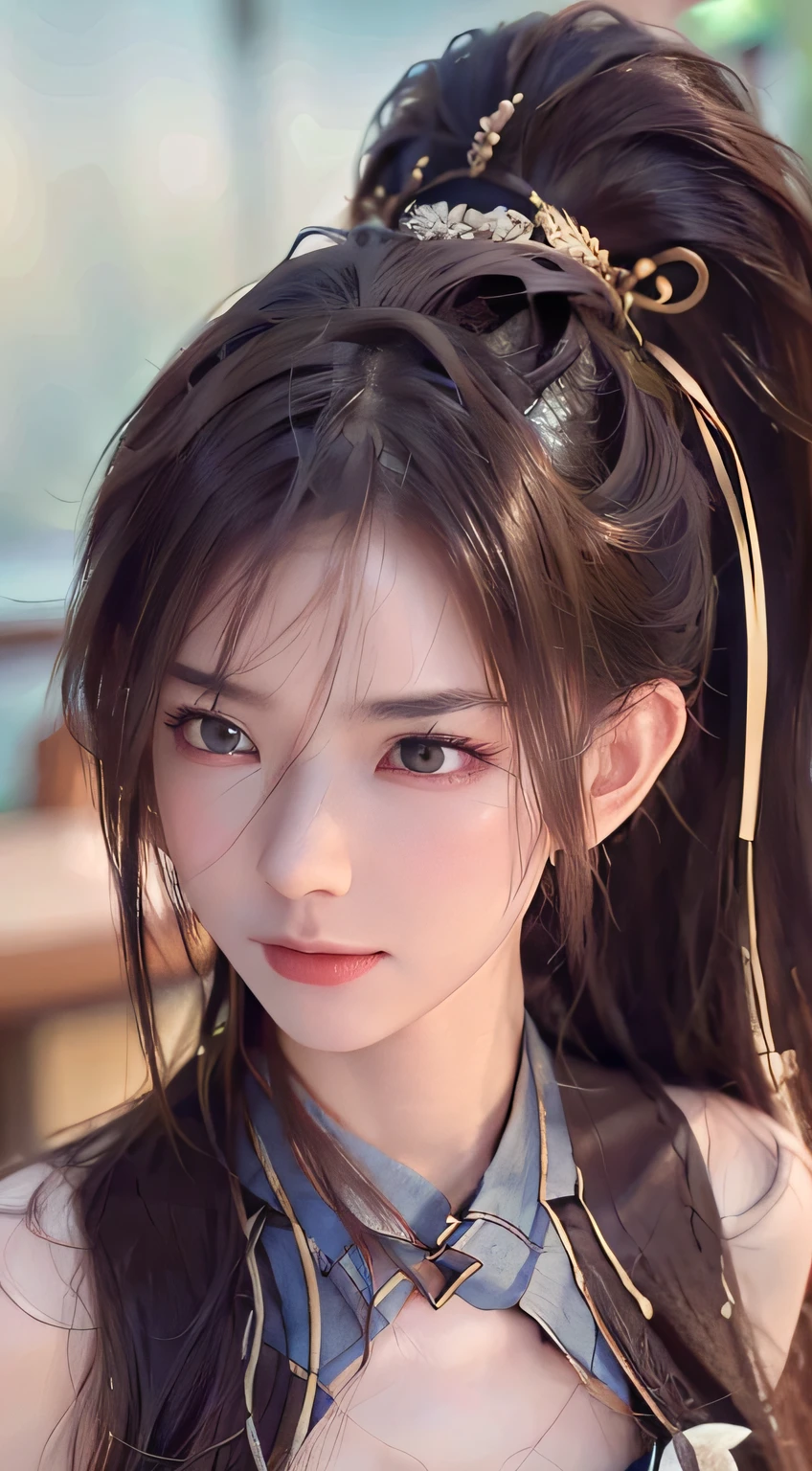 a close up of a woman with a very long hair, Yun Ling, inspired by Li Mei-shu, portrait of tifa lockhart, inspired by Leng Mei, sakimi chan, dead or alive 6, Game CG, Rendu portrait 8k, masuimi max, Katana Zero video game character, As a character in Tekken, character close up