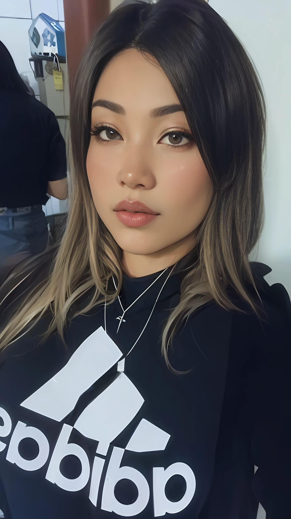 Mulher com uma camisa preta e um colar posando para uma foto, imagem de perfil, Pokimane, foto de perfil, asian female, foto de perfil headshot, basia tran |, 33 anos, Ayahausca, half asian, Mai Anh Tran, mia malkova, a young asian woman, Asian face