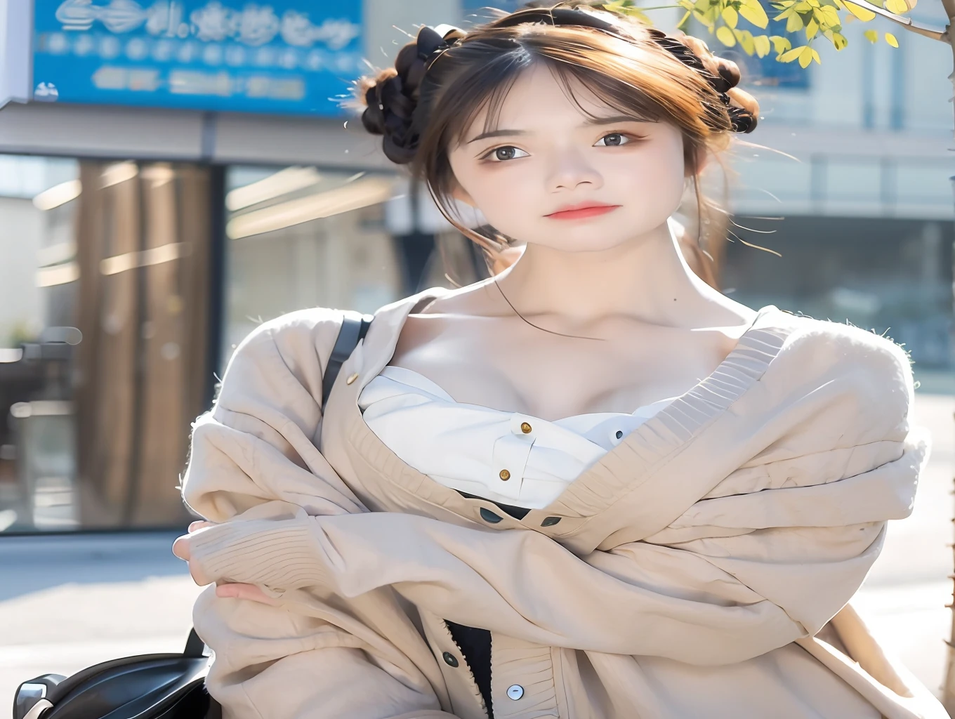 Incomparable masterpiece, perfect artwork, ((perfect female figure)), short hair, blonde hair, thin, realism, solo, (realism: 1.4), best quality, super high resolution, 1girl, porcelain, kpop ido, full body, gray cardigan, (C cup), beautiful, masterpiece, best quality, very detailed face, perfect lighting, solo, plain makeup, best quality, super high resolution, (realistic:1.4), super detailed, masterpiece, best quality, 👍 ulzzang -6500-v1.1