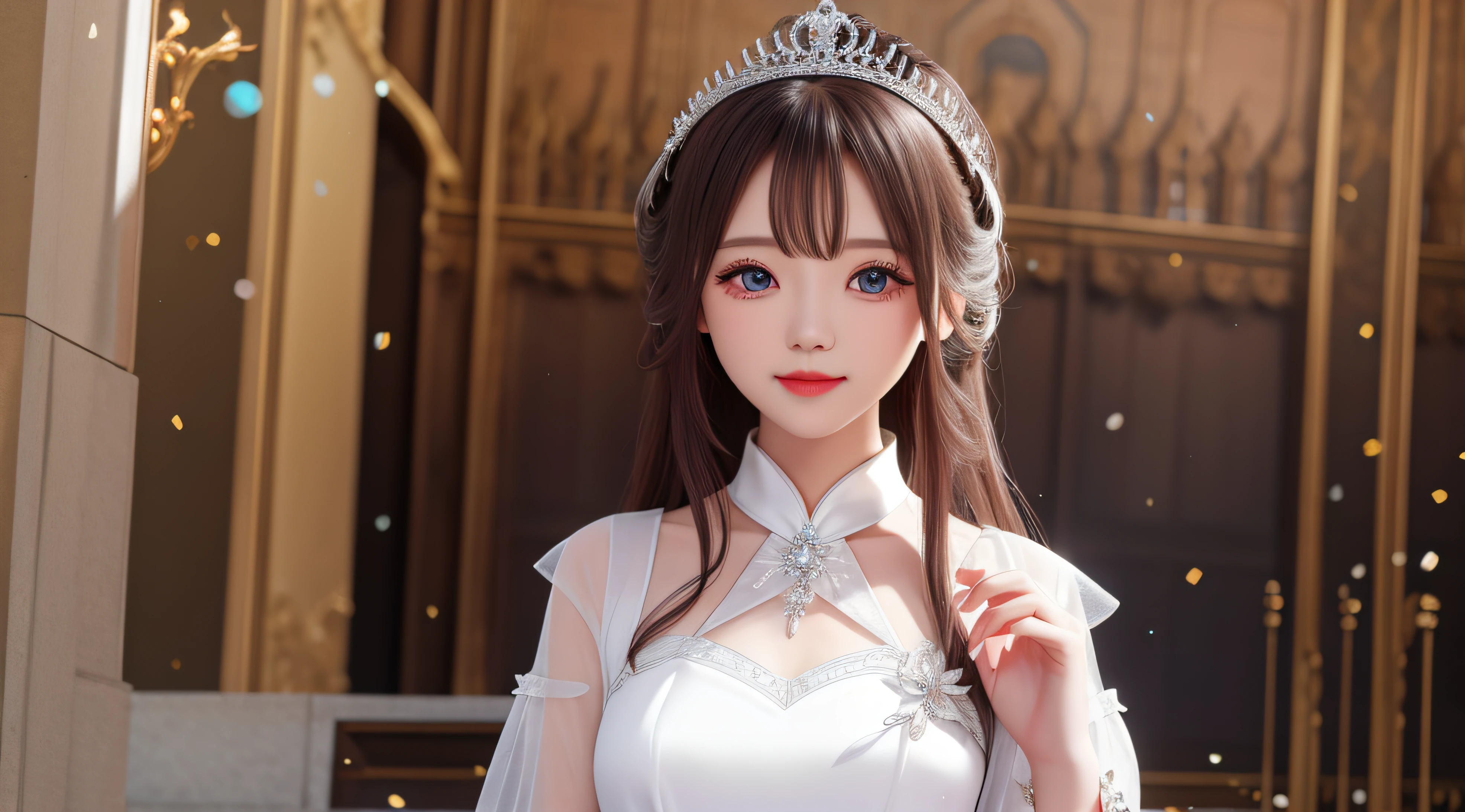 White dress,Simple tiara