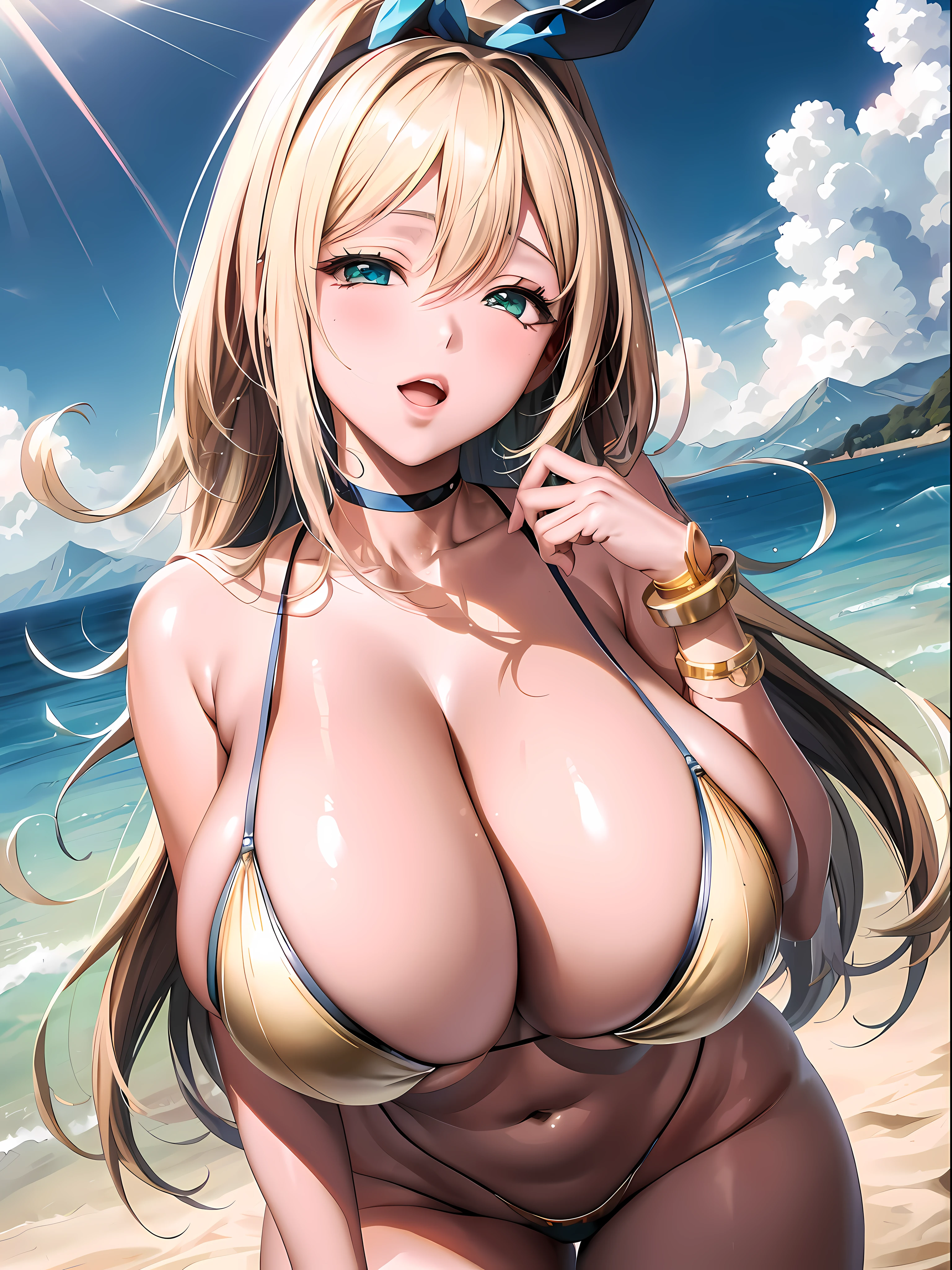 Chica anime con grandes abucheos en la playa, seductora chica de anime, OPPAI, Ecchi, [ Arte digital 4K ]!!, Hermosa y seductora mujer de anime, Ahegao, biomechanical oppai, anime! 4k, anime! 4 mil, pechos grandes!, pechos grandes!!, Estilo anime Ecchi, Arte detallado del anime digital, loli