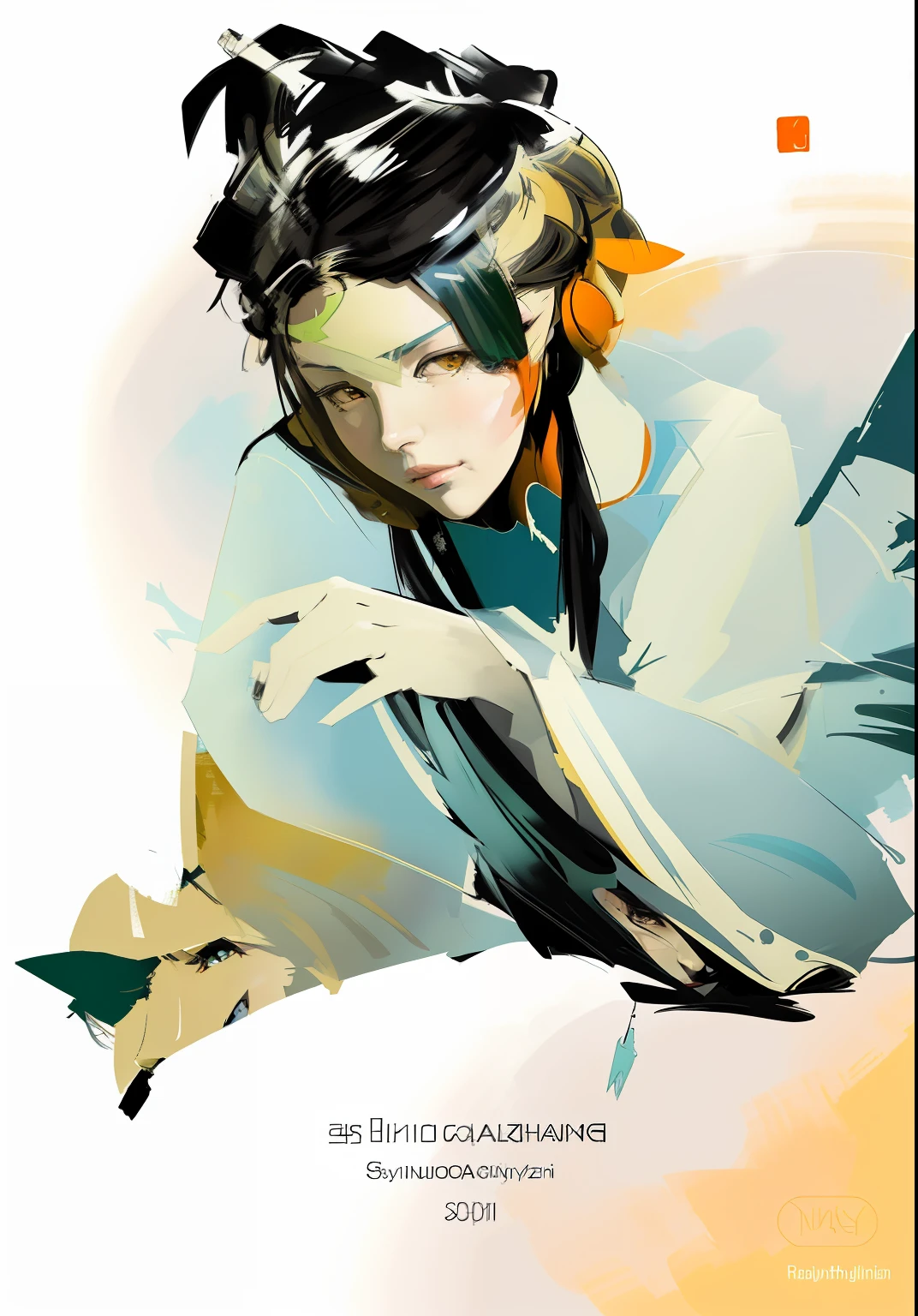 There is a painting of a woman in a hat, Guviz, Guviz-style artwork, in yoji shinkawa's art style, Alphonse mucha and rossdraws, inspired by Wu Shixian, inspired by yoji shinkawa, author:Zhang Han, High quality sketch art, inspired by Otake Chikuha