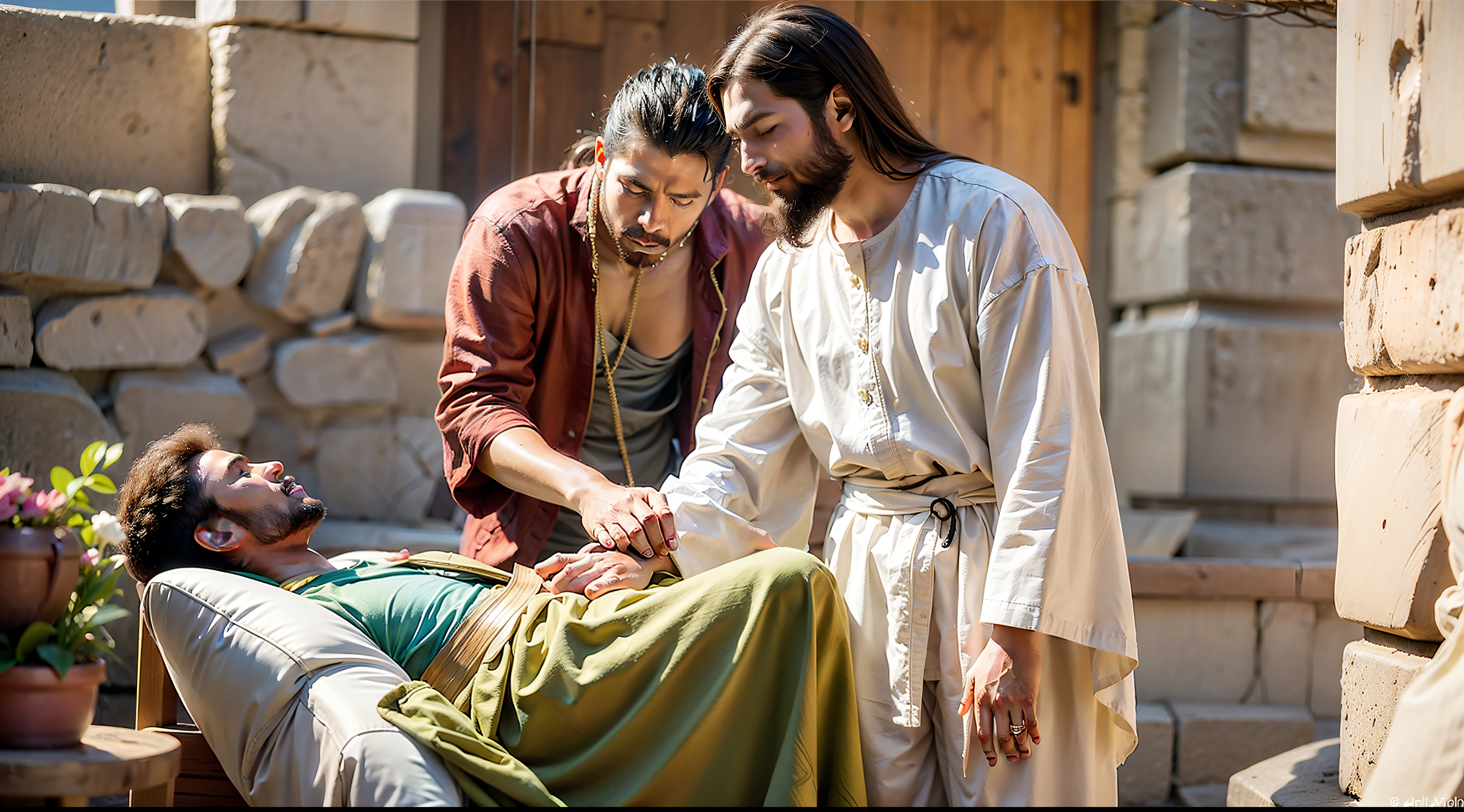 depict the scene of Jesus healing a blind man according to John 9:6-7
