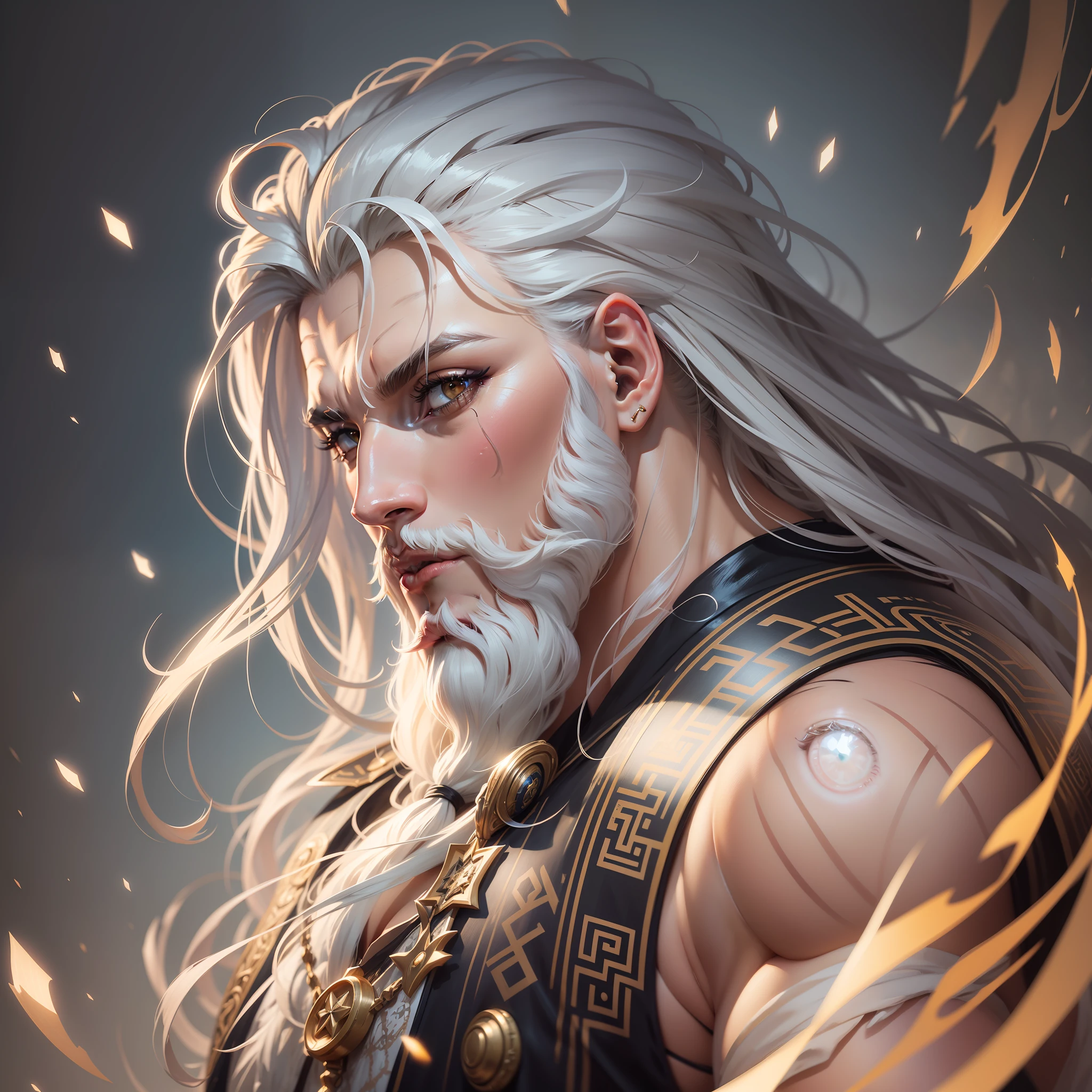 Full potrait of Rugged muscular zeus greek god of lightening, anime version,full long white hair highly intricate detailed, light and shadow effects, intricate, highly detailed, digital painting, art station, concept art, smooth, sharp focus, illustration, advanced digital anime art, atmospheric lighting, detailed face, 8 k, hq, artstation, by makoto shinkai, stanley artgerm lau, wlop, rossdraws ”