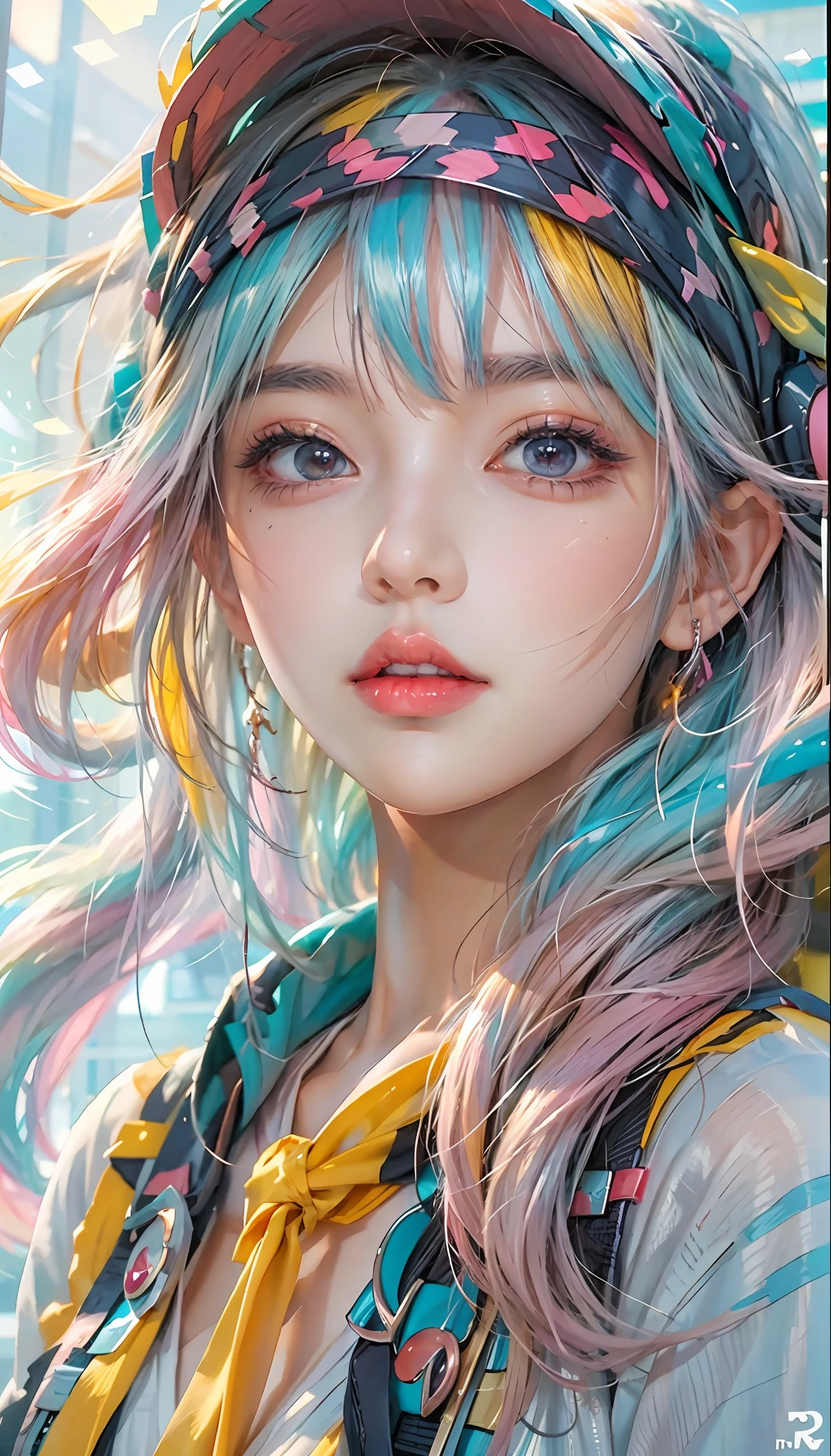 anime girl with colorful hair and a colorful dress, rossdraws pastel vibrant, rossdraws cartoon vibrant, anime style 4 k, beautiful anime portrait, artgerm colorful!!!, ! dream artgerm, beautiful anime girl, anime styled digital art, anime art wallpaper 4k, anime art wallpaper 4 k, digital anime art, extremely detailed artgerm