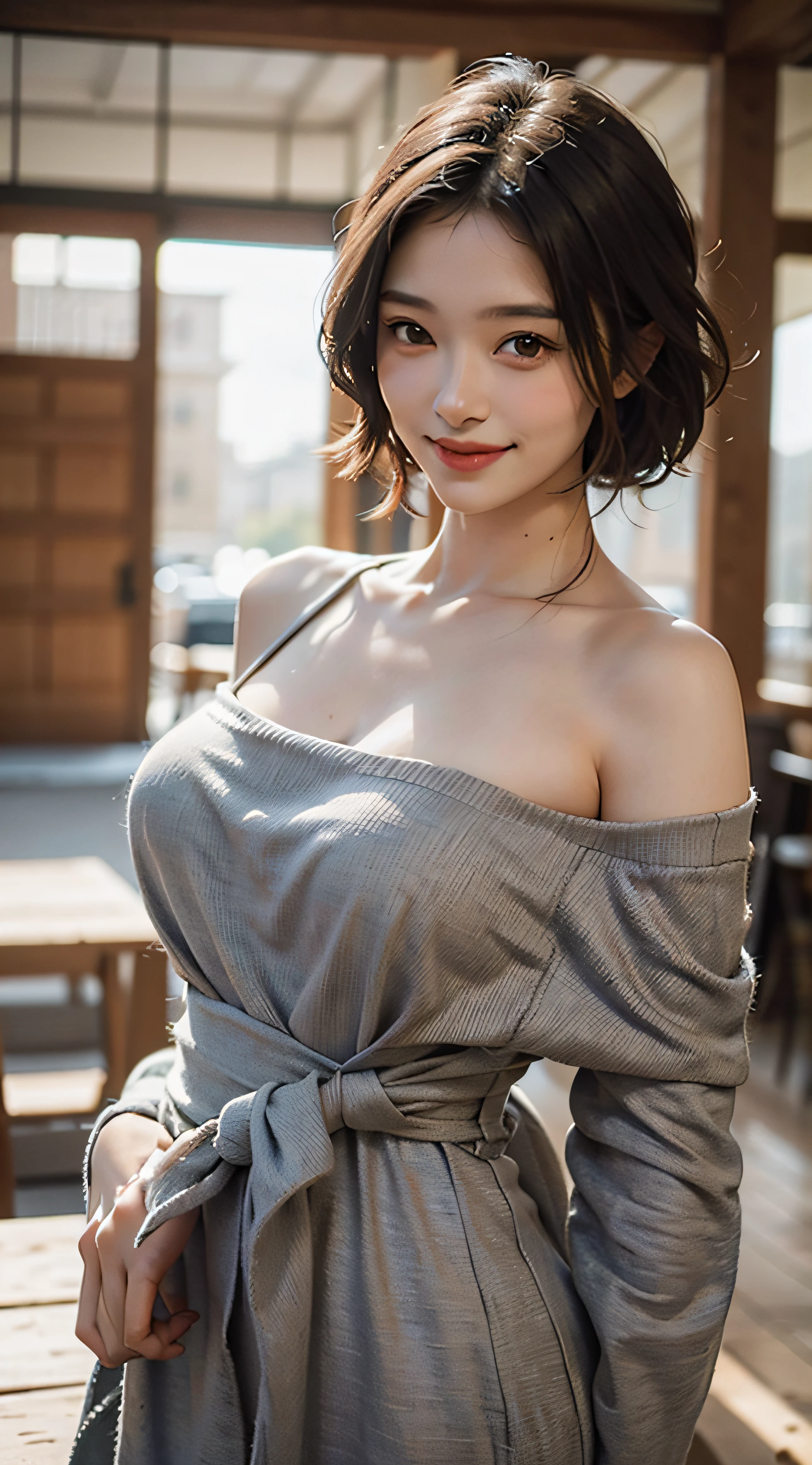 1girl, offshoulder, smile, cute, waist up
best quality, masterpiece, (photorealistic:1.4)
