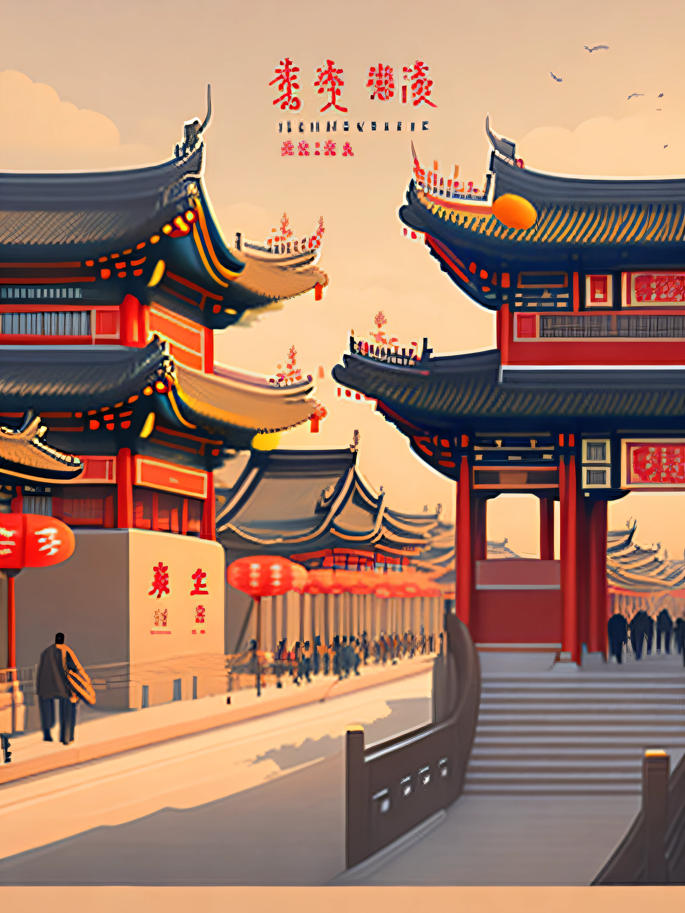 poster for，Henan，Chinese city，illustratio，high high quality，vectorial art