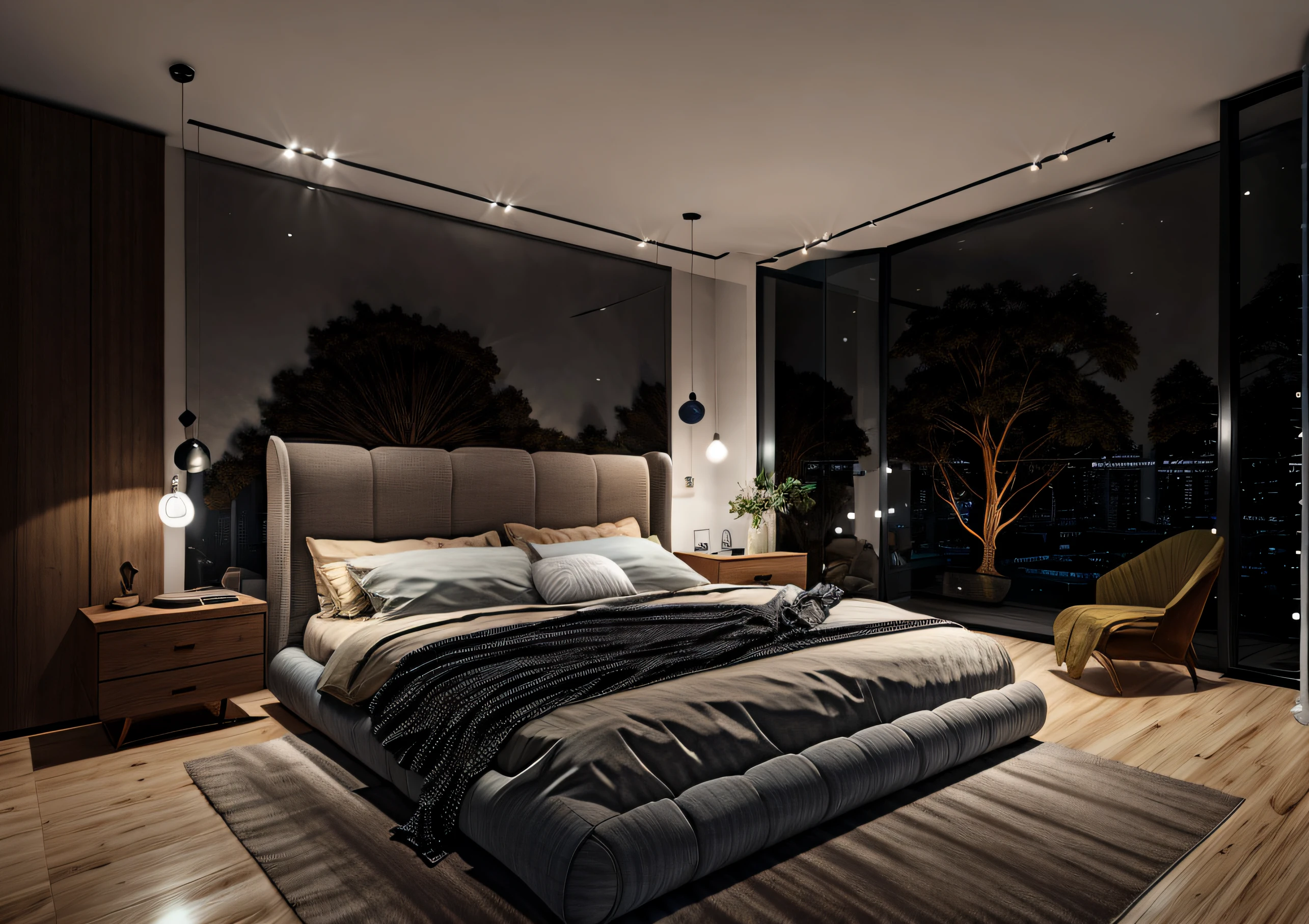 ((masterpiece), best quality, ultra realistic, super detailed, [(raw photo, 8k, ultra high res:1.1)], [nightlight:1.2], good contrast, [(32k:0.6, ultra realistic:0.8)], (bedroom:1.1))