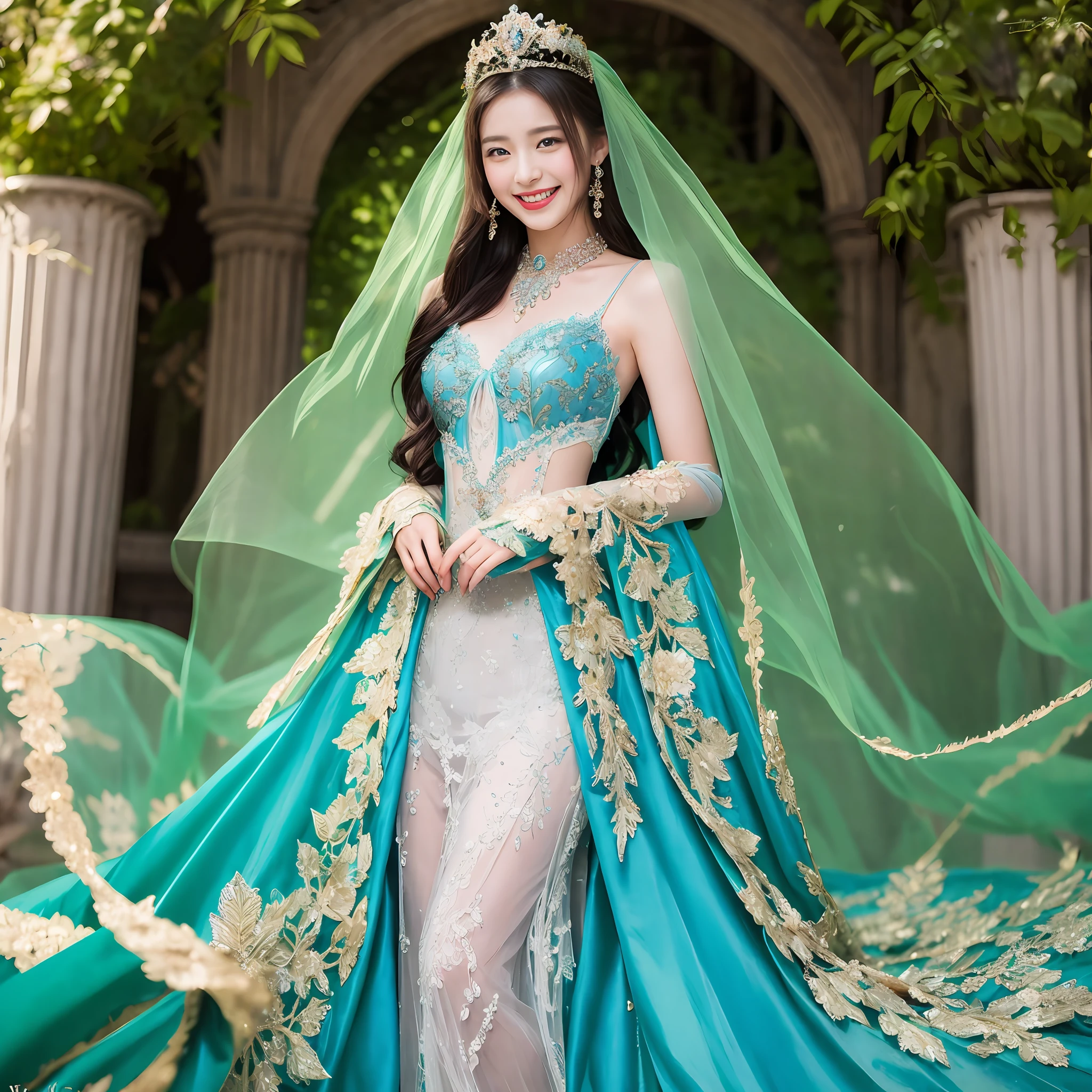 Alafi woman in blue dress with veil and tie, a beautiful fantasy empress, smiling as a queen of fairies, Photograph Taken on Nikon D750, Photo taken with Nikon D 7 5 0, gorgeous woman, fantasy long intricate gown, royal elegant pose, beautiful female princess, chinese princess, ((a beautiful fantasy empress))