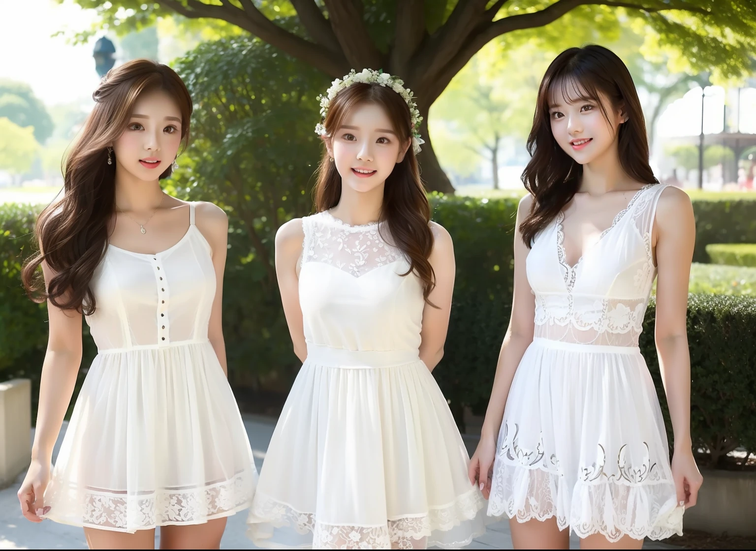 white lace dress、Daytime bandstand、Two beautiful girls、ren、cute little、unclear、Shouldn't、The upper part of the body、takeout