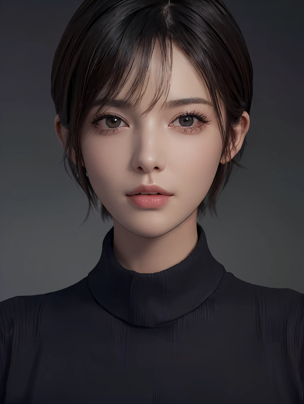 (masterpiece:1.3), (8k, photorealistic, RAW photo, best quality: 1.4), (1girl), beautiful face, (realistic face), (black hair, short hair:1.3), beautiful hairstyle, realistic eyes, beautiful detailed eyes, (realistic skin), beautiful skin, (sweater), absurdres, attractive, ultra high res, ultra realistic, highly detailed, golden ratio