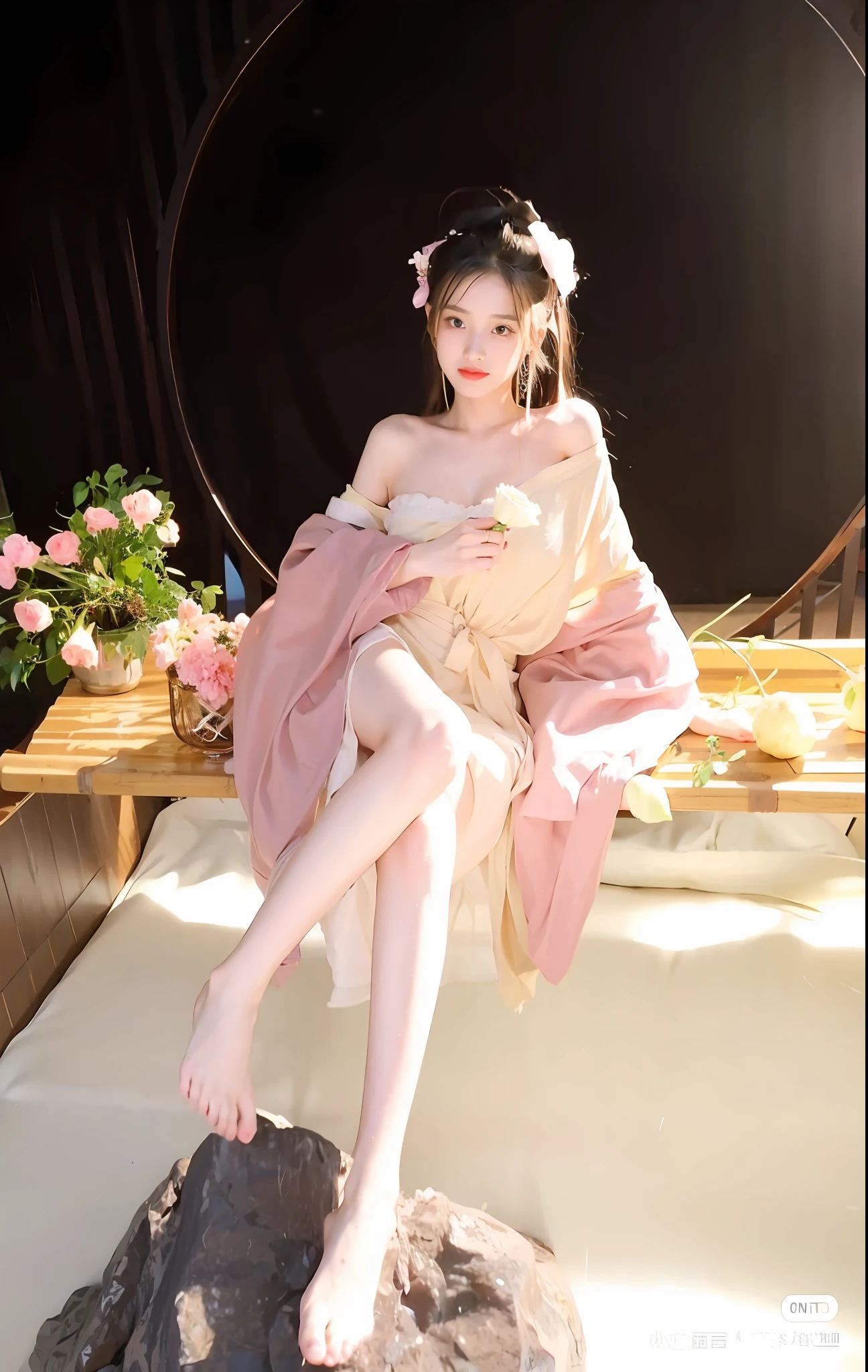 best qualtiy，tmasterpiece，超高分辨率，（realisticlying：1.4），teens girl，Juvenile, Thin and light, cleanness, The barefoot