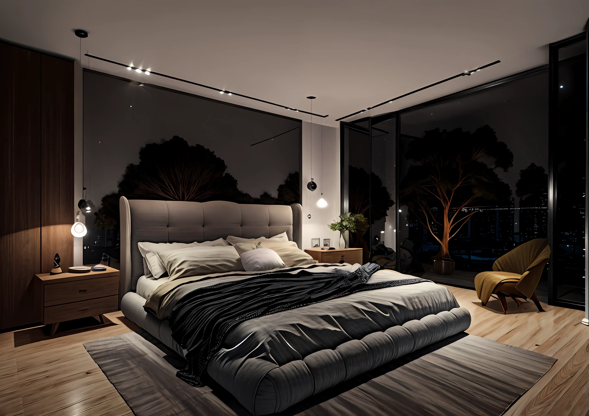 ((masterpiece), best quality, ultra realistic, super detailed, [(raw photo, 8k, ultra high res:1.1)], [nightlight:1.2], good contrast, [(32k:0.6, ultra realistic:0.8)], (bedroom:1.1))