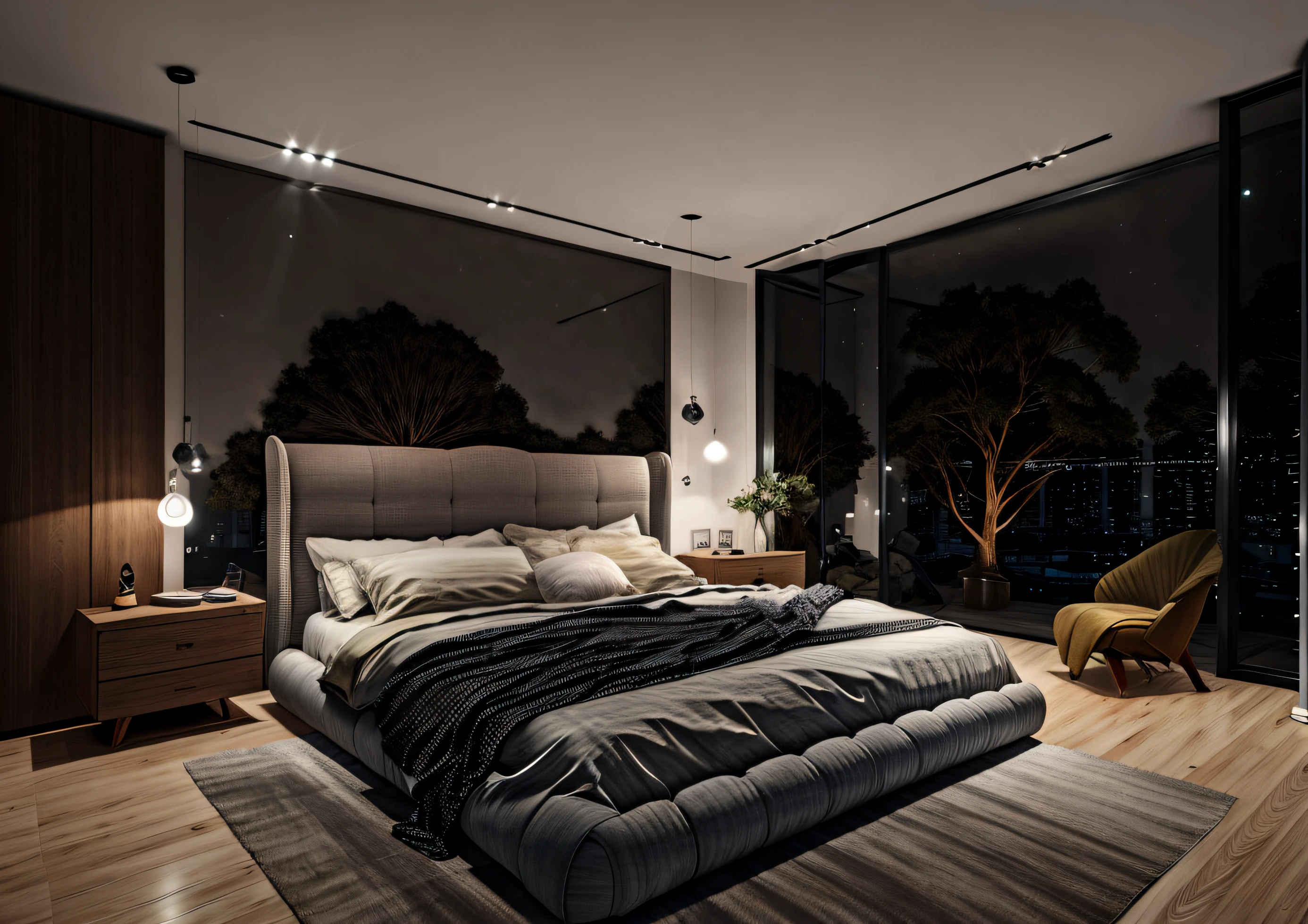 ((masterpiece), best quality, ultra realistic, super detailed, [(raw photo, 8k, ultra high res:1.1)], [nightlight:1.2], good contrast, [(32k:0.6, ultra realistic:0.8)], (bedroom:1.1))