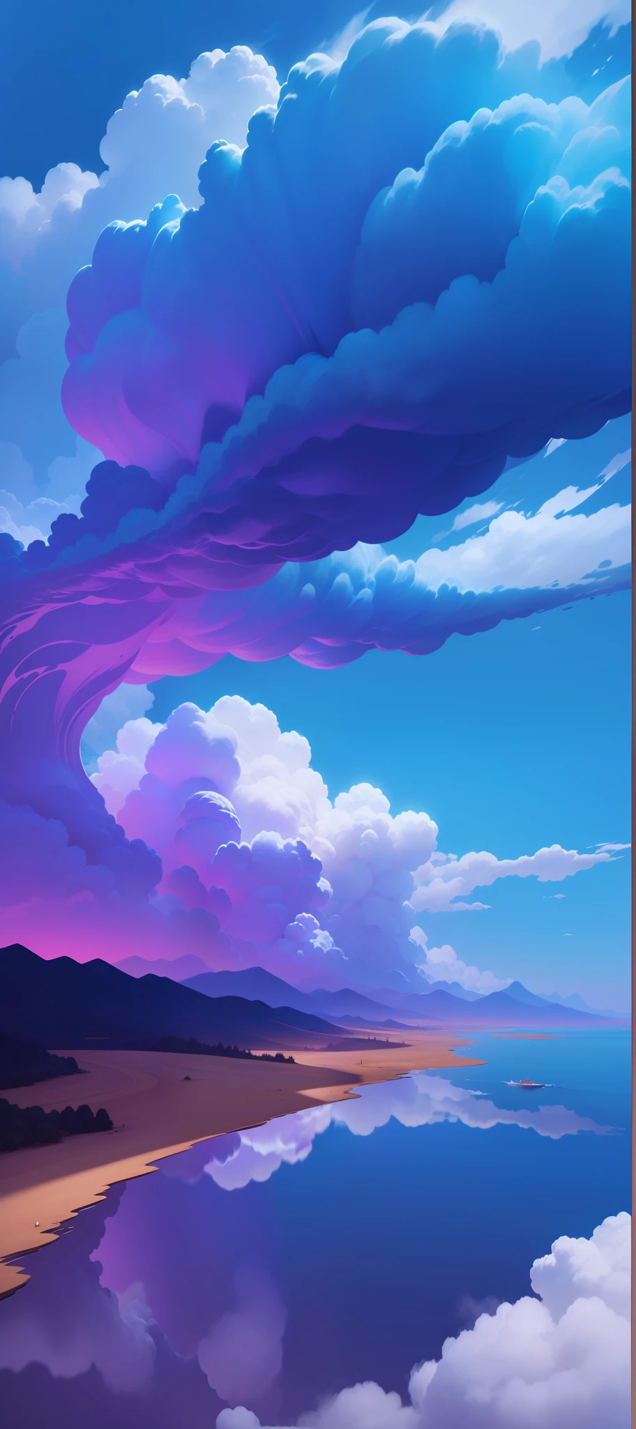 The contour is sharp，Magnificent clouds，high contrast light and shadows，Dingdall effect，dingdall effect，Imitation iOS style wallpaper，hyper realisitc，Light
