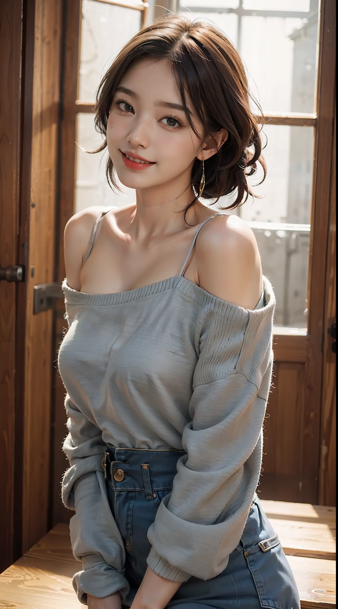 1girl, offshoulder, smile, cute, waist up
best quality, masterpiece, (photorealistic:1.4)