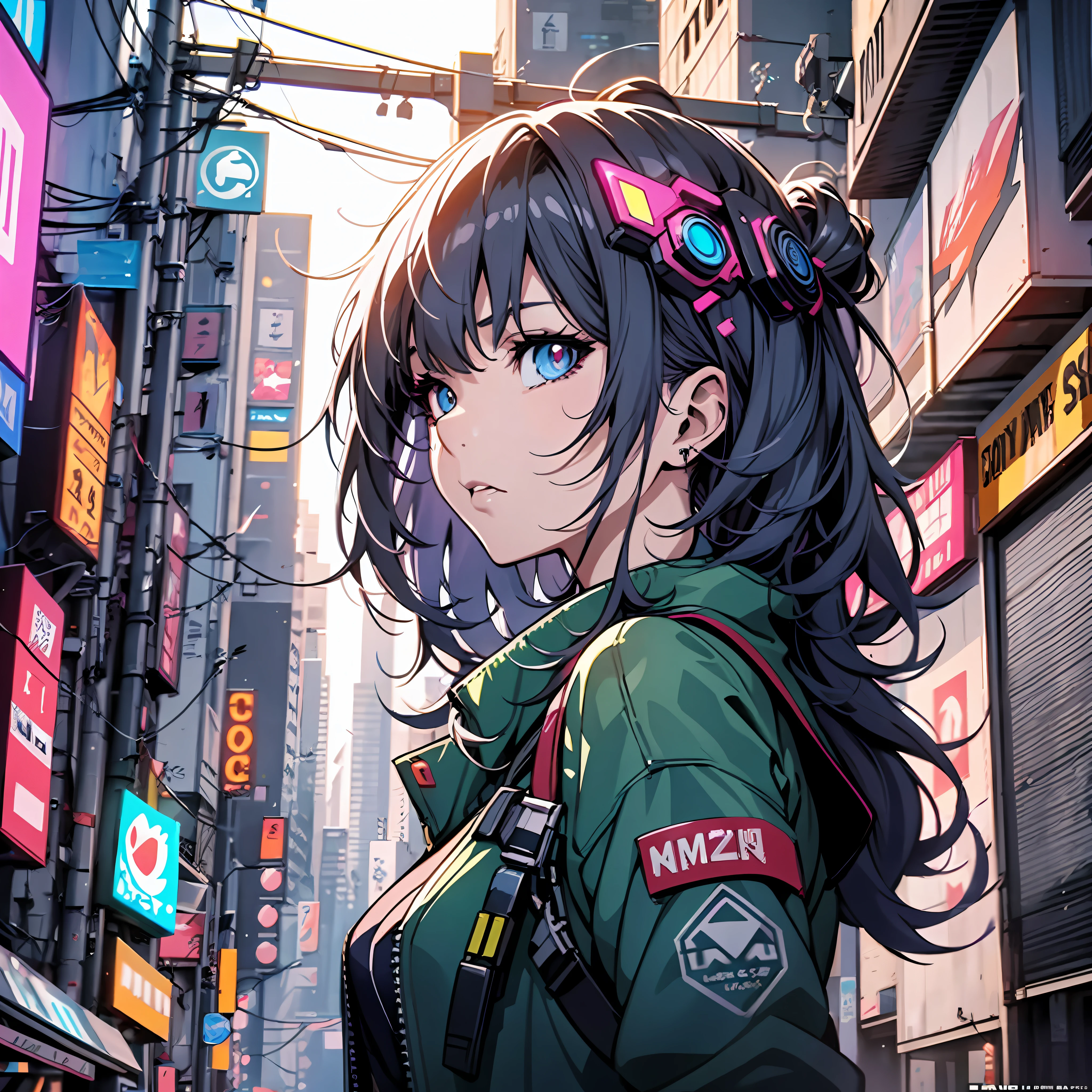 anime girl in a city with a street sign in the background, digital cyberpunk anime art, digital anime illustration, cyberpunk anime girl, detailed digital anime art, trending on artstation pixiv, stunning anime face portrait, digital cyberpunk - anime art, detailed portrait of anime girl, digital anime art, beautiful anime portrait, cyberpunk anime art, anime style portrait, anime styled digital art