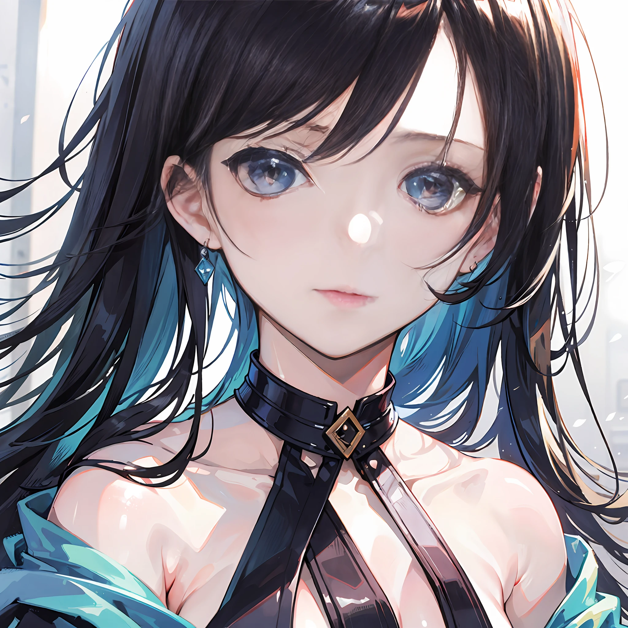 Anime girl with blue eyes and black hair in a blue dress, Detailed digital anime art, detailed portrait of an anime girl, Beautiful anime girl, a beautiful anime portrait, Digital anime art, seductive anime girls, portrait anime girl, Artgerm on ArtStation Pixiv, Beautiful anime woman, Anime girl portrait, Stunning anime face portrait, cute anime girl portraits