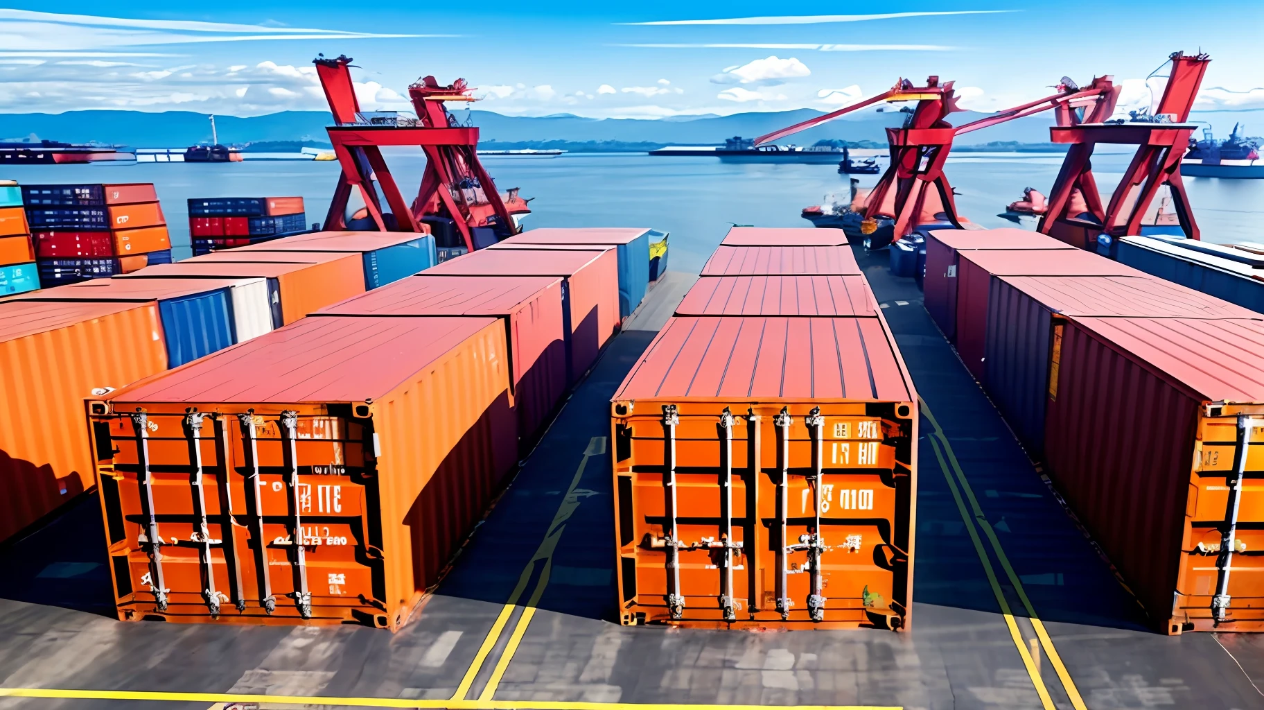 Containers at a shipyard showing logistical working environment