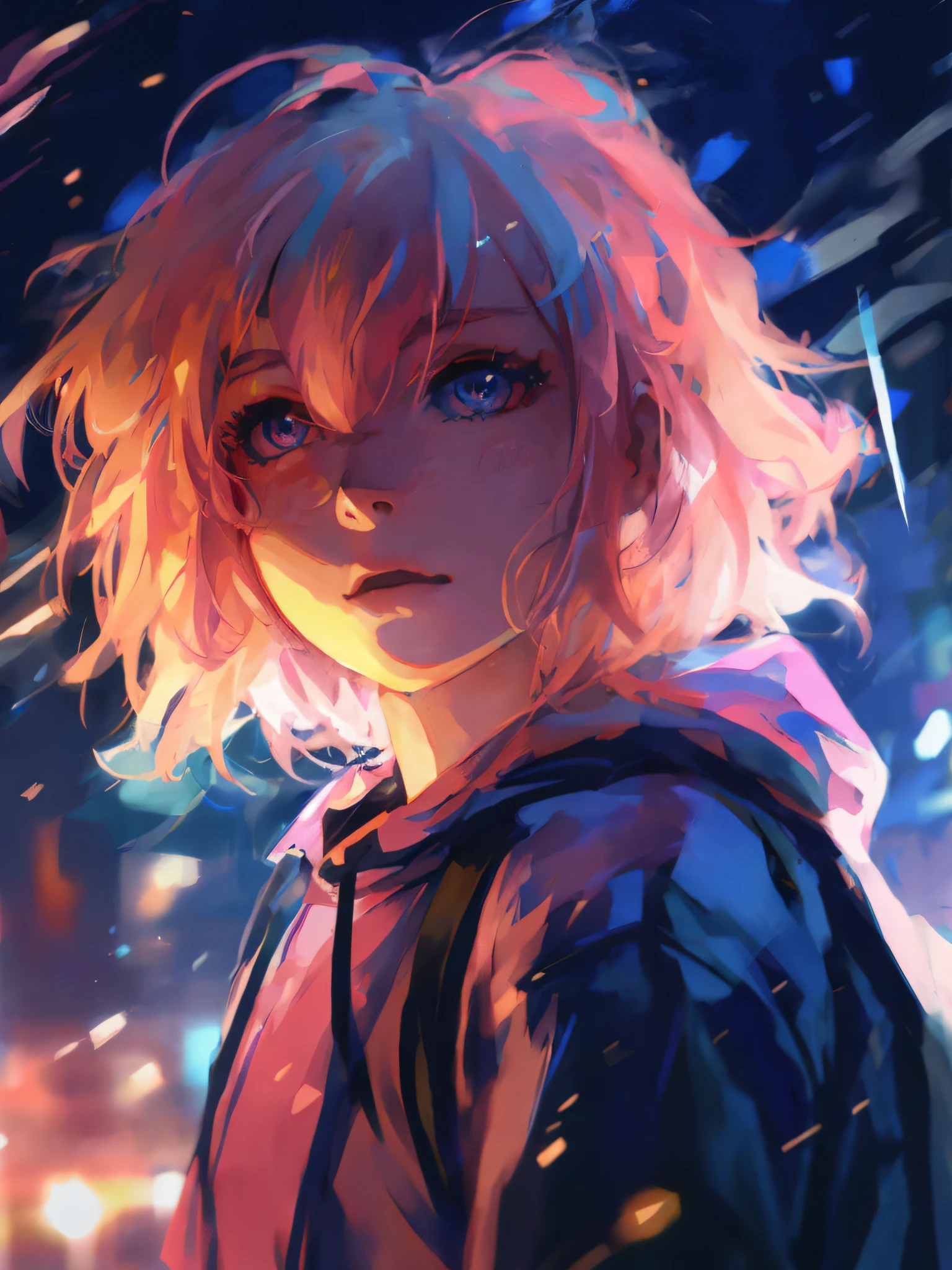 Anime girl with pink hair and blue eyes in the rain, anime style 4 k, Anime Art Wallpapers 4K, Anime Art Wallpapers 4K, Anime Art Wallpapers 8K, anime wallpaper 4k, anime wallpaper 4k, Beautiful anime portrait, anime style portrait, digital anime art, 4k anime wallpaper, digital art Ilya Kuvkhinov, portrait anime girl (white shot hairstyle:1)