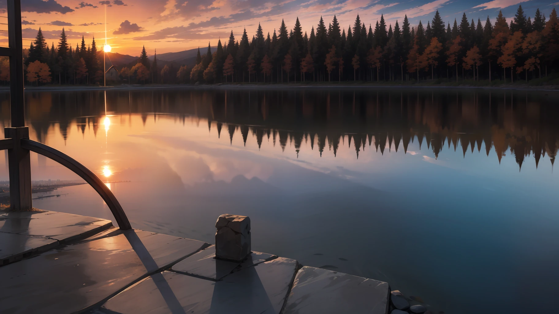 The sunset and the lone hair fly together,The autumn water is the same for a long time
