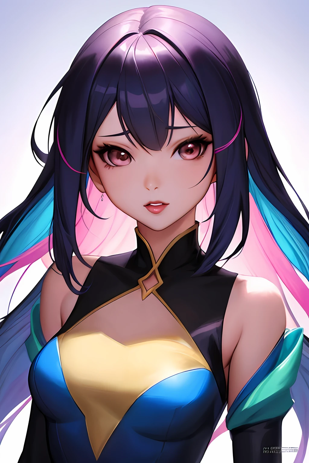 anime girl with colorful hair and a colorful dress, rossdraws pastel vibrant, rossdraws cartoon vibrant, anime style 4 k, beautiful anime portrait, artgerm colorful!!!, ! dream artgerm, beautiful anime girl, anime styled digital art, anime art wallpaper 4k, anime art wallpaper 4 k, digital anime art, extremely detailed artgerm