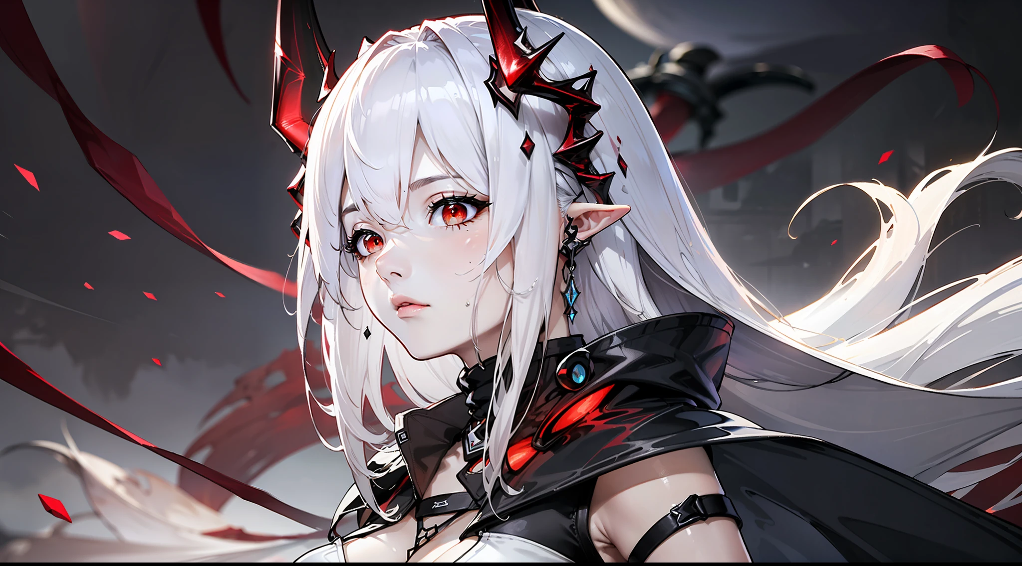 (floating and spread hair:1.2), (detailed and delicate and flexible eyes),(1girl,arm, oripathy lesion (arknights),splash ink,:1.2),mudrock (arknights), white hair,red eyes, solo,hair ornament, pointy ears,oripathy lesion (arknights), infection monitor (arknights), (corrpution,cowboyshot:1.15), kda, fov,f/1.8, side lighting, sunlight on people (masterpiece, best quality, Ultra Detail, wallpaper, detailed shiny skin, flawless, 8k, RAW, highres,absurdres,:1.3), (detailed super oily shiny skin:1.1),[wet:0.8|mucus], colorful, power scene,(imid shot:0.95), (Dynamic angle, upper body, Facial effects),