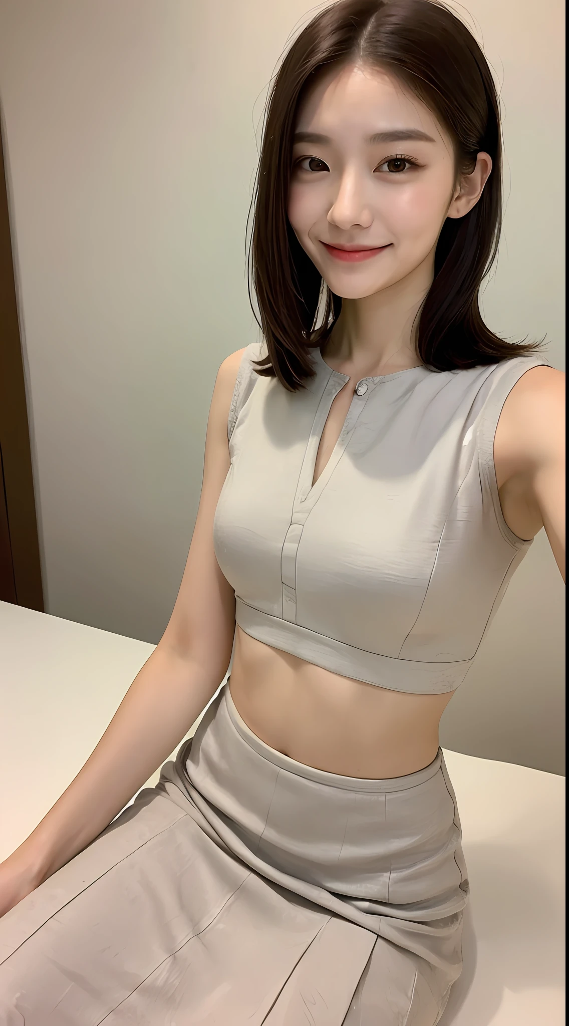 ((Top Quality, 8K, Masterpiece: 1.3)), 1 Girl, Slim Abs Beauty: 1.3, (Hairstyle Casual, Big: 1.2), Dress: 1.1, Super Slender Face, Delicate Eyes, Double Eyelids, Smile,