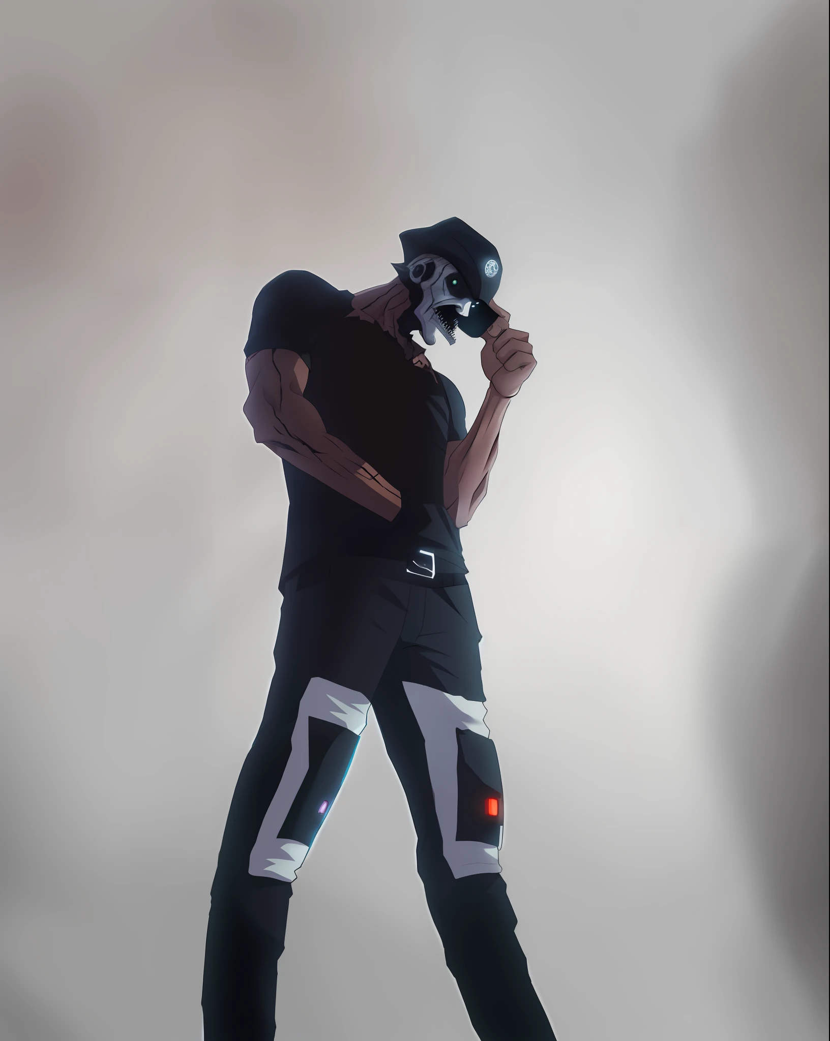 (Robt pose 1.5) AND (horror movie background:1.2))