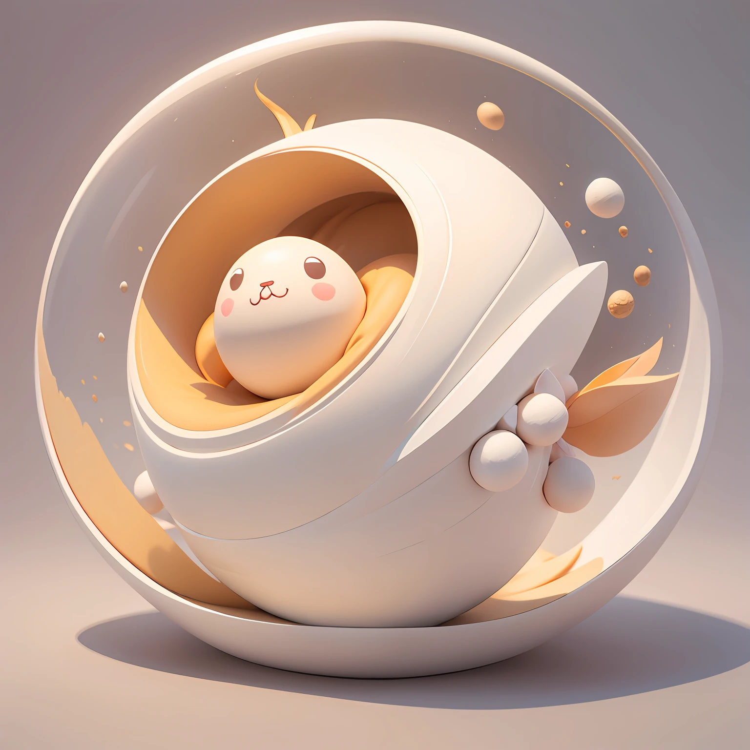 A rabbit，adolable，white colors，spherical，afloat