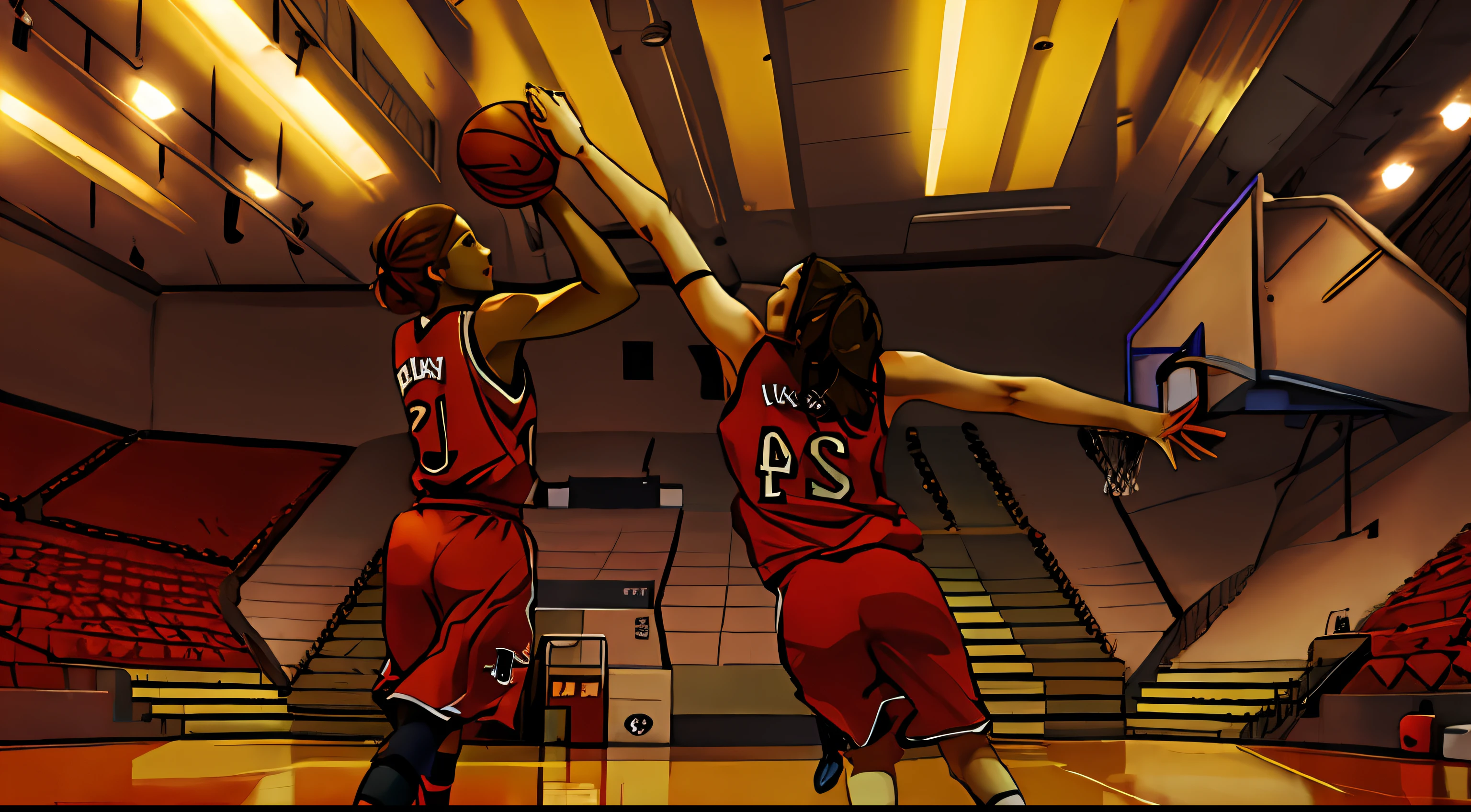 Two women playing basketball,Stadium,femele,