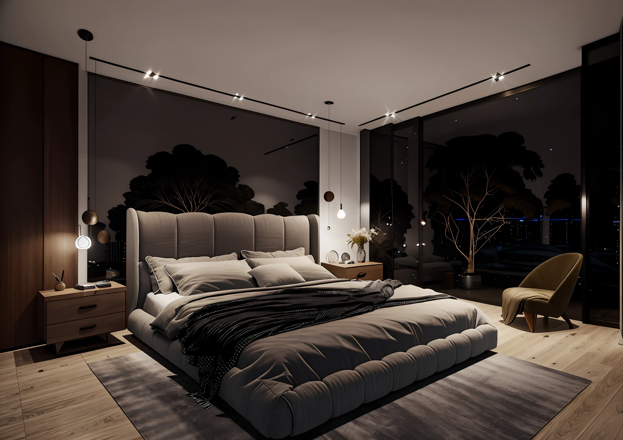 ((masterpiece), best quality, ultra realistic, super detailed, [(raw photo, 8k, ultra high res:1.1)], [nightlight:1.2], good contrast, [(32k:0.6, ultra realistic:0.8)], (bedroom:1.1))