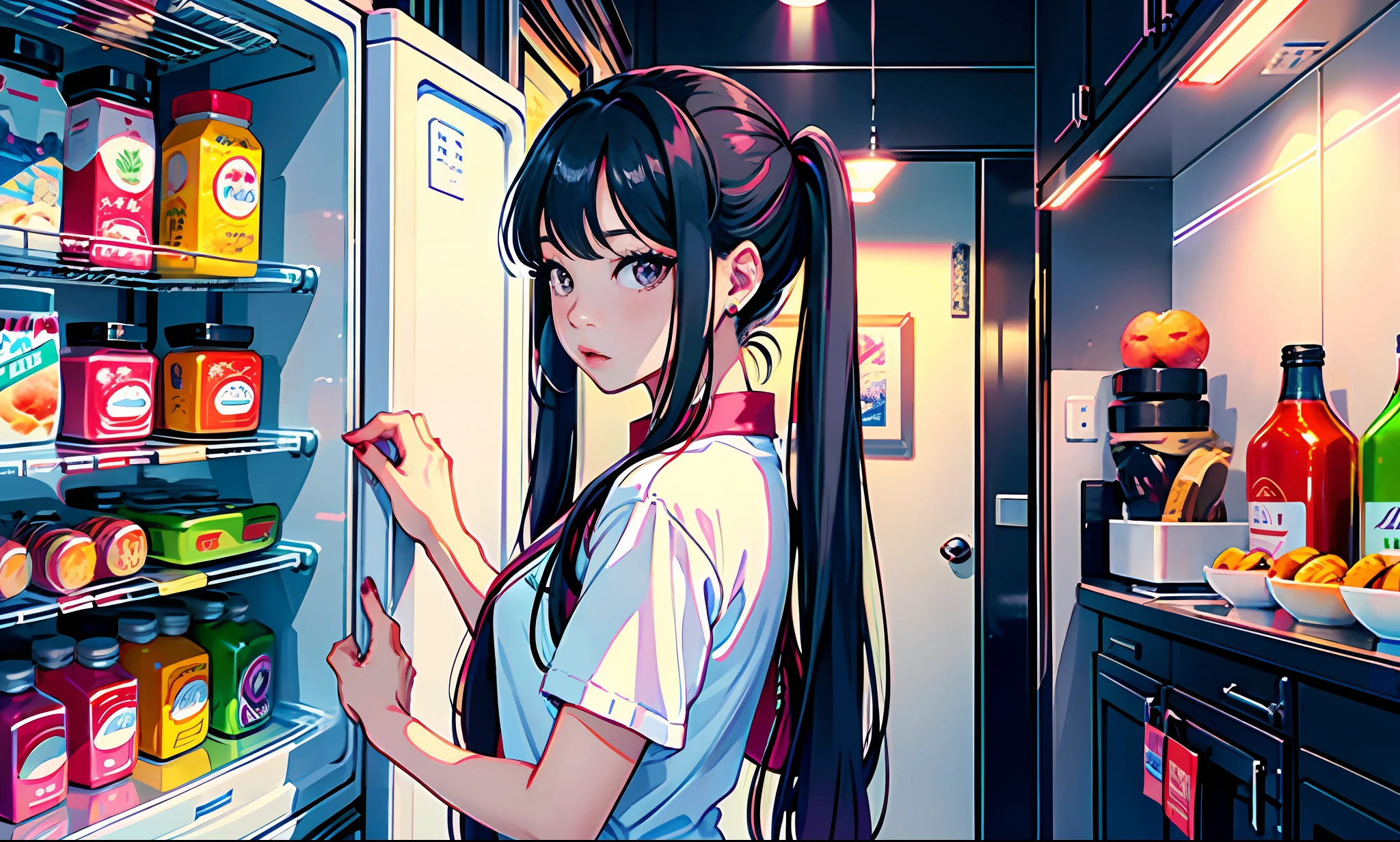 a close up of a woman with long hair standing in front of a refrigerator, blackpink jennie, jossi of blackpink, straight hairstyle, with long hair, portrait of jossi of blackpink, violet long hair, gongbi, sha xi, pigtails hairstyle, jaeyeon nam, taejune kim, the hime cut, roseanne park of blackpink