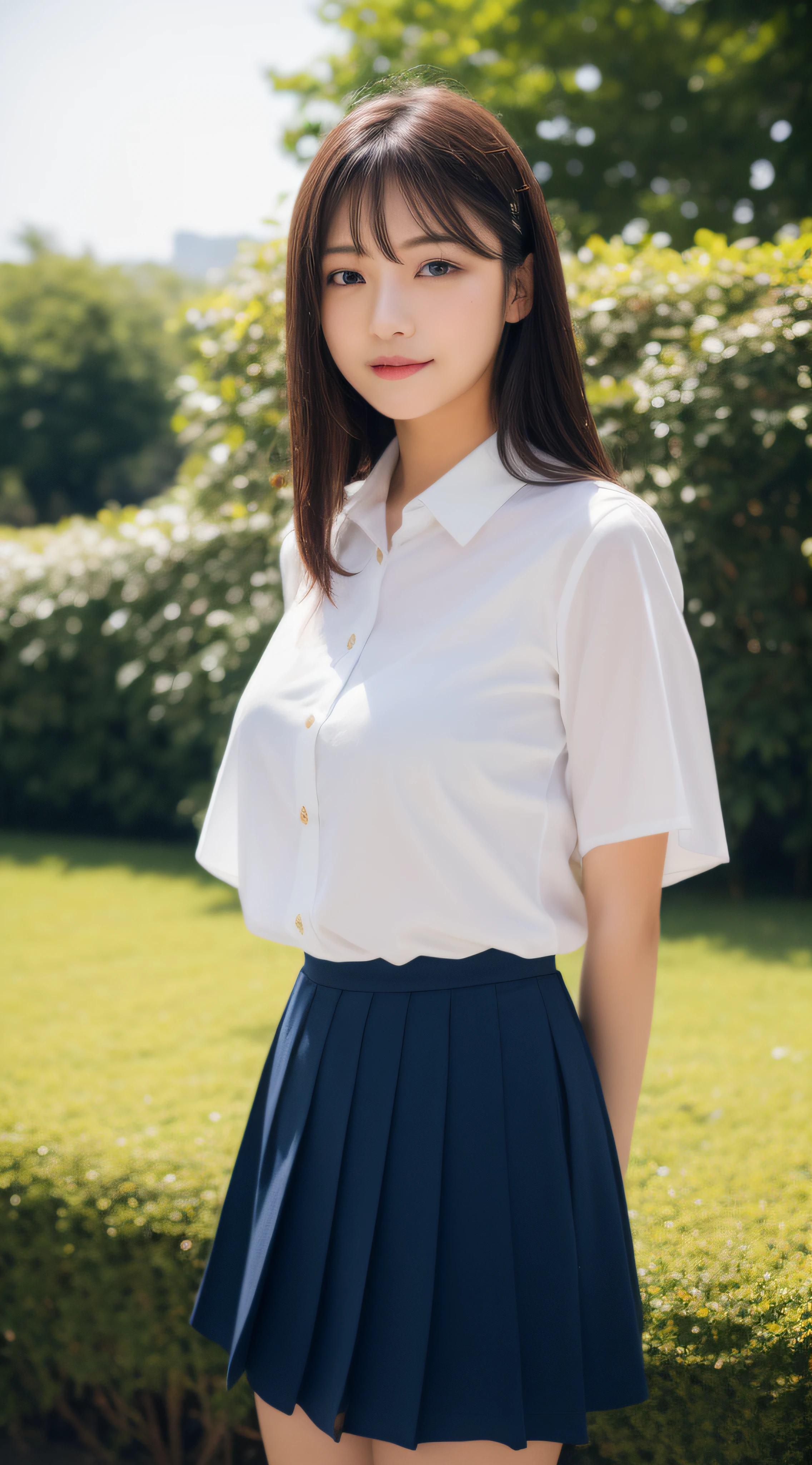 japanaese girl、a 18 year old girl、Long、A dark-haired、bangss、brown-eyed、Perfect figure、Transparency、The sheen、gloss、discreet breasts、校服、Navy blue ribbon、Light blue shirt、Navy blue skirt、Guangyue、Burning body、hposing Gravure Idol、on the park、Beautiful feet、Strong sunshine、Odious、Rain-drenched body、女優、Pose Gravure Idol、乃木坂アイドル、韓国アイドル