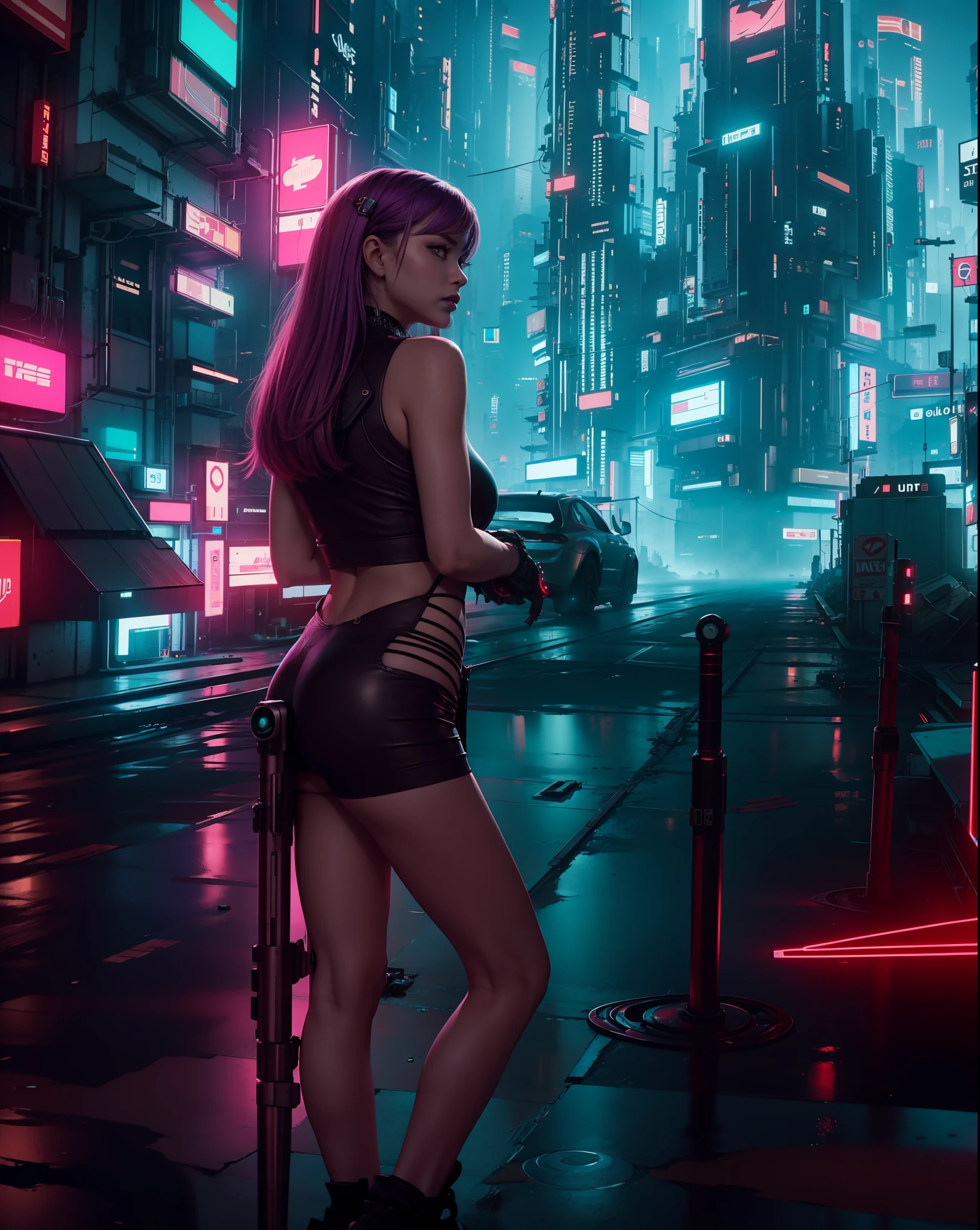 a city cyberpunk, UHD, ultra detailed, violet perple cinematic, highres, 8k