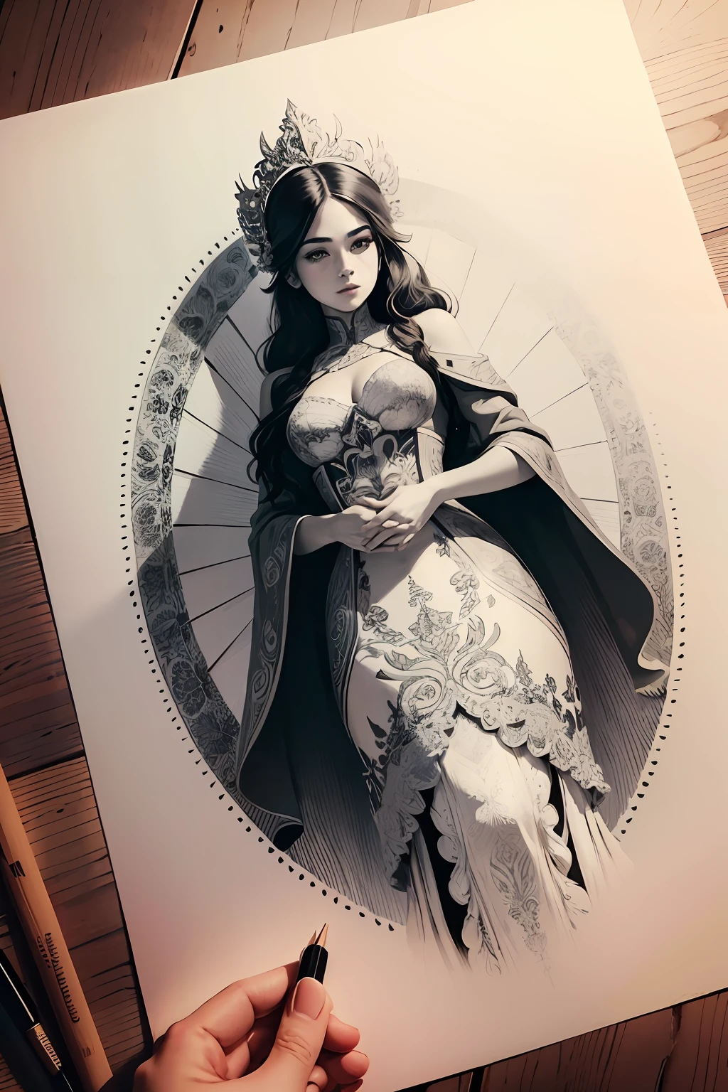 Lithography-style illustration with exquisite details and intricate linework, 2d, blackandwhite