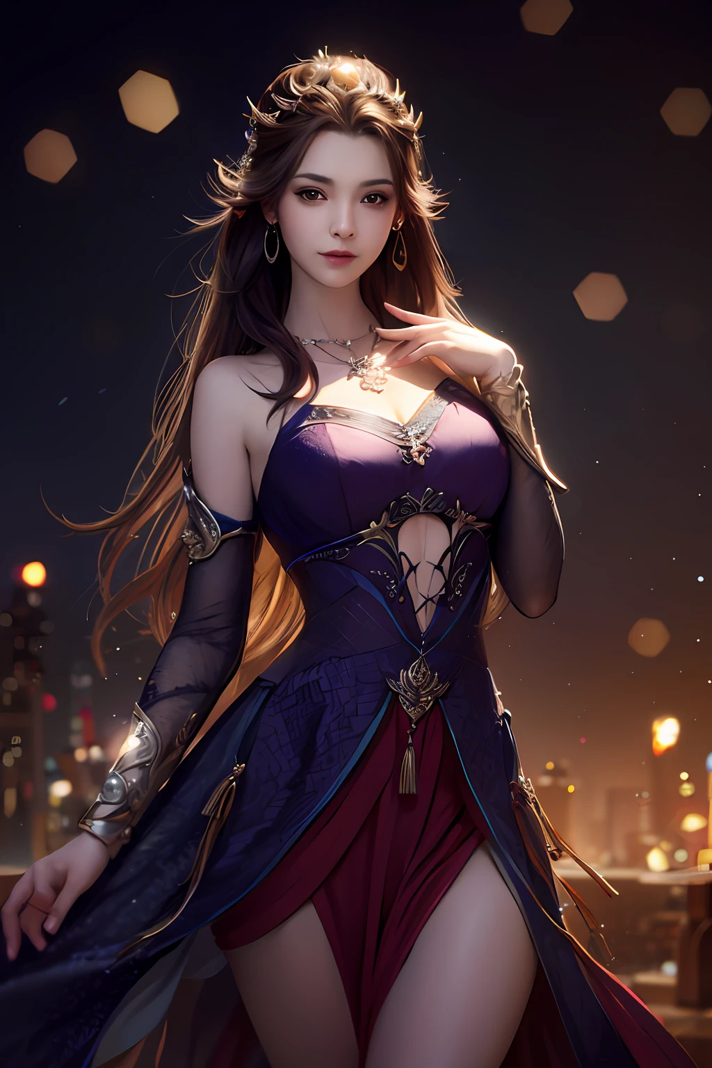 Best quality, Masterpiece, A high resolution, 1girll,china dress,hair adornments,necklace, jewelry,Beautiful face,after sexing_Body, Tyndall effect,Photorealistic, Dark Studio, rim lit, twotonelighting,(highdetailskin:1.2), 8K Ultra HD, Digital SLR, Soft lighting, High quality, voluminetric lighting, candid, photographed, high resolution, 4K, 8K, Bokeh, .Jinstyle, Building