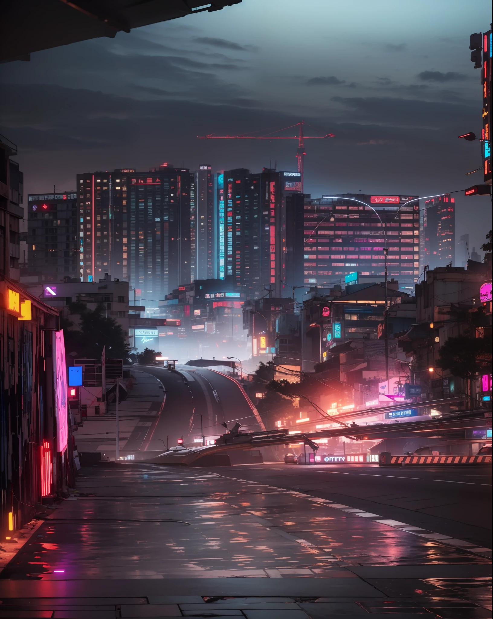 a city cyberpunk, UHD, ultra detailed, violet perple cinematic, highres, 8k