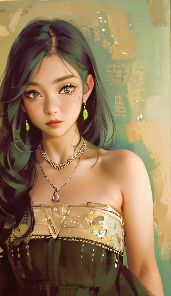 It's an art painting,Depicts a woman with long hair in a black dress,This is a detailed anime portrait,Similar to Rossi's portrait,Produced in an anime artist studio。The portrait shows the real girl of the kawaii,It shows amazing facial features。
