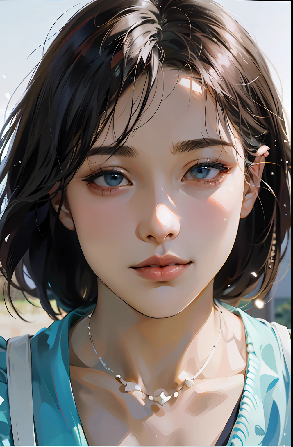 There was a young woman,A necklace is worn around his neck, young lovely Korean faces, girl cute-fine face, Soft portrait shot 8 K, jaeyeon nam, beautiful Japanese girl face, portrait cute-fine-face, cute delicate face, Shin Jinying, beautiful portrait image, wan adorable korean face, beautiful aesthetic face, Cute natural anime face